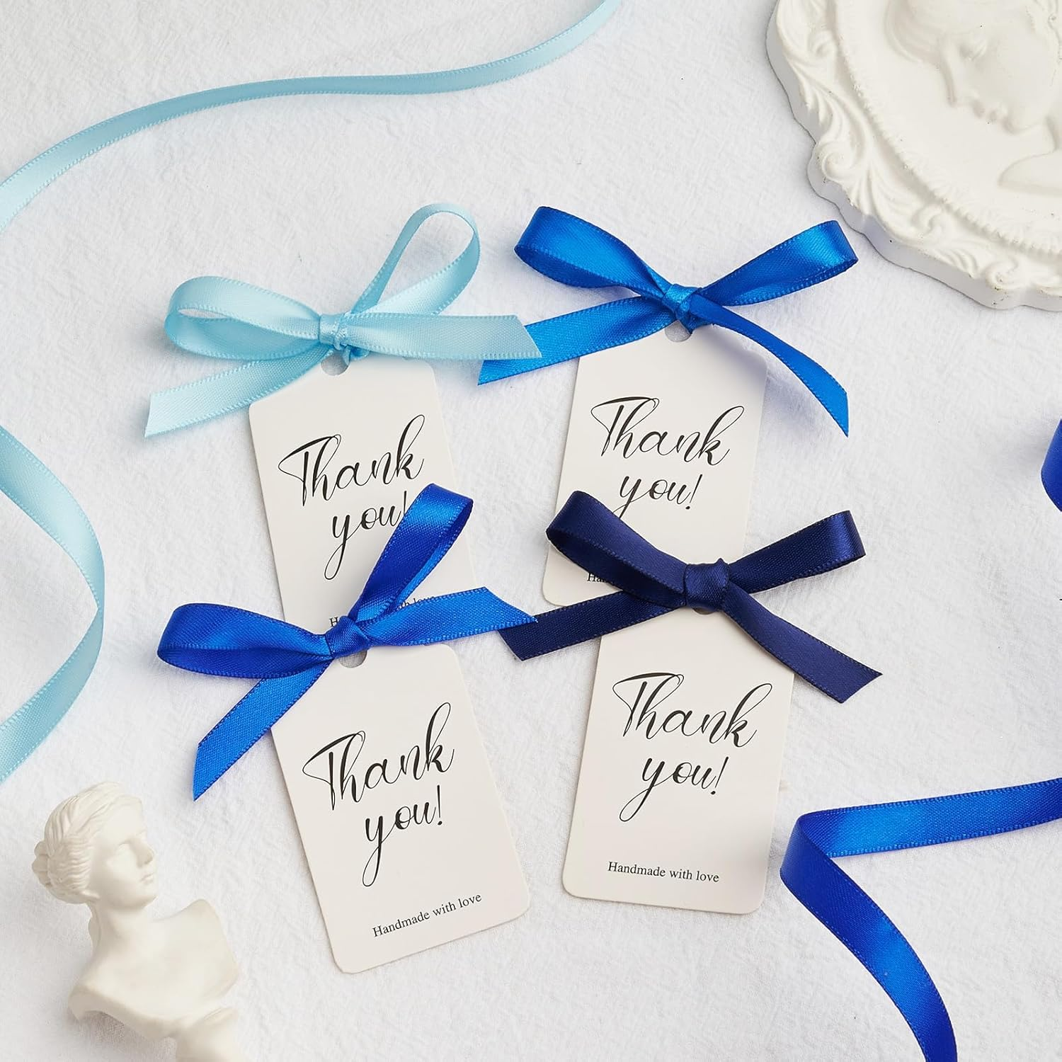 LIWEGHT Satin Ribbon Set 4 Rolls &ndash; 1Cm X 22M Each, Total 88M (3/8" X 24Yds, 96Yds) &ndash;Light Blue/Royal Blue/Electric Blue/Black Double Faced Ribbons for Crafts, Gift Wrapping, Hair, Party Decorations image number 5