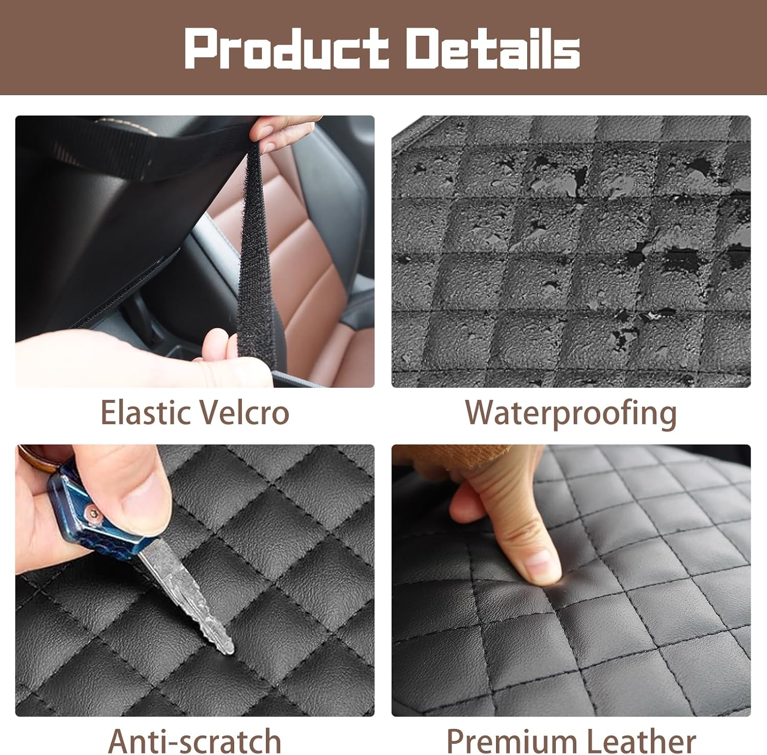 Car Leather Armrest Cover Center Console Cushion, Universal Memory Foam Armrest Pillow with Organizer, Anti-Scratch Arm Rest Protector Pad Accessories for Car, Suvs (Black with Cup Holder) image number 4