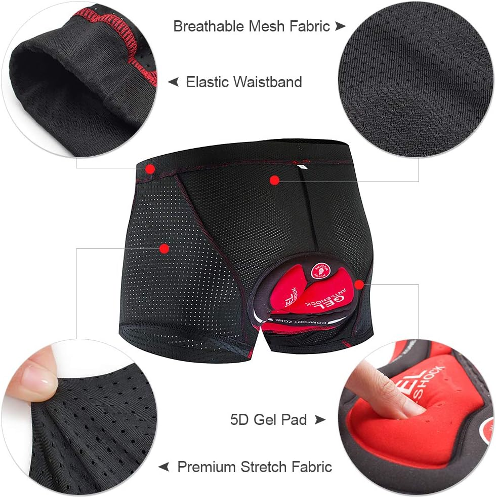 REFENG Cycling Shorts, Men Cycling Shorts 5D Padded MTB Bicycle Bike Underwear Shorts, Breathable Quick Dry Biking Shorts image number 3