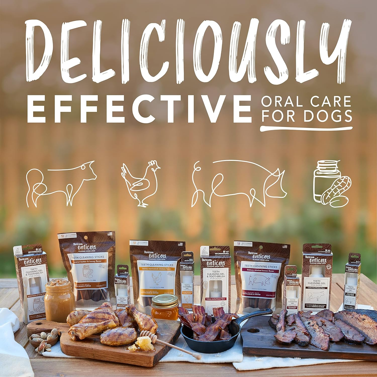 Tropiclean Enticers Teeth Cleaning Dog Gel Smoked Beef Brisket 118Ml