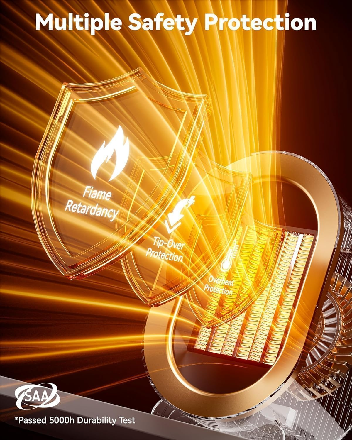 Electric Ceramic Space Heater &ndash; Portable Energy Efficient Desk Heater with 2 Adjustable Speeds, Tip-Over & Overheat Protection, Quiet Small Fan Heaters for Bedroom, Office, Living Room, Home image number 4