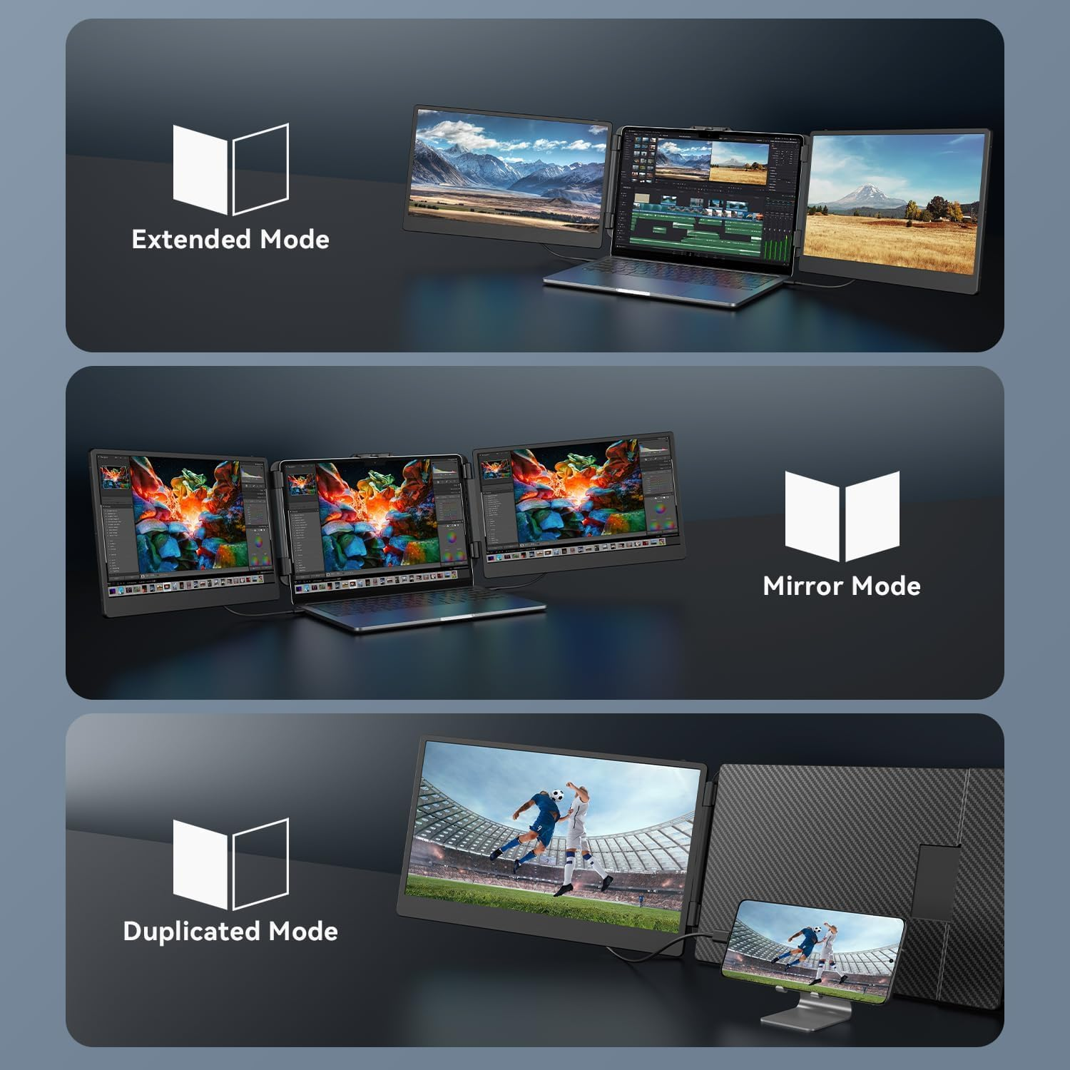 14'' 1080P Portable Dual Monitor Extender for Laptops - USB C and HDMI, Plug-Play for Dual Display on Mac and Windows, Fits 13''-17.3'' Laptops image number 5