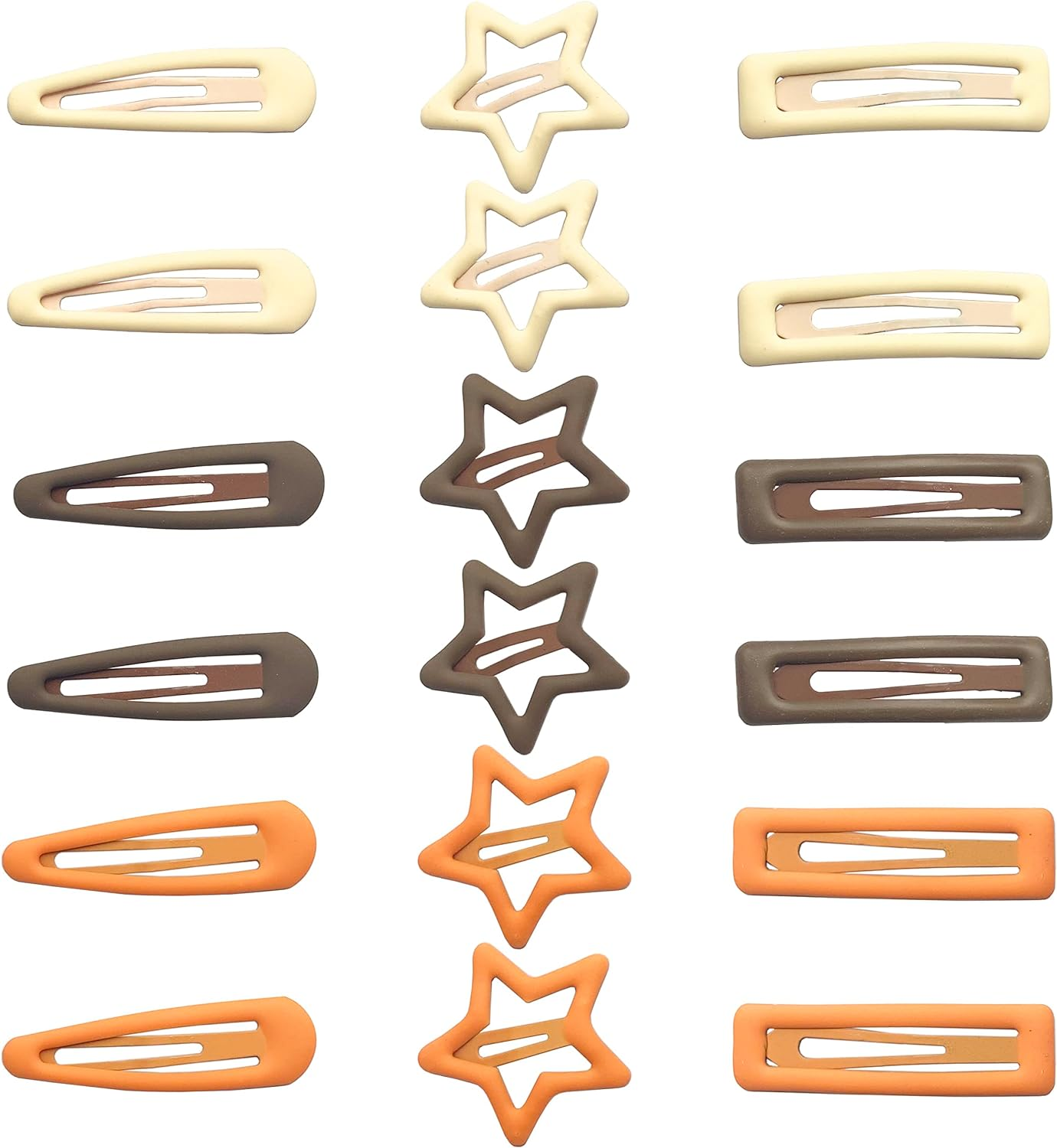 Snap Hair Clips,18 Pieces Girls Women Hair Barrette Hairclips (Orange Brown Beige) image number 1