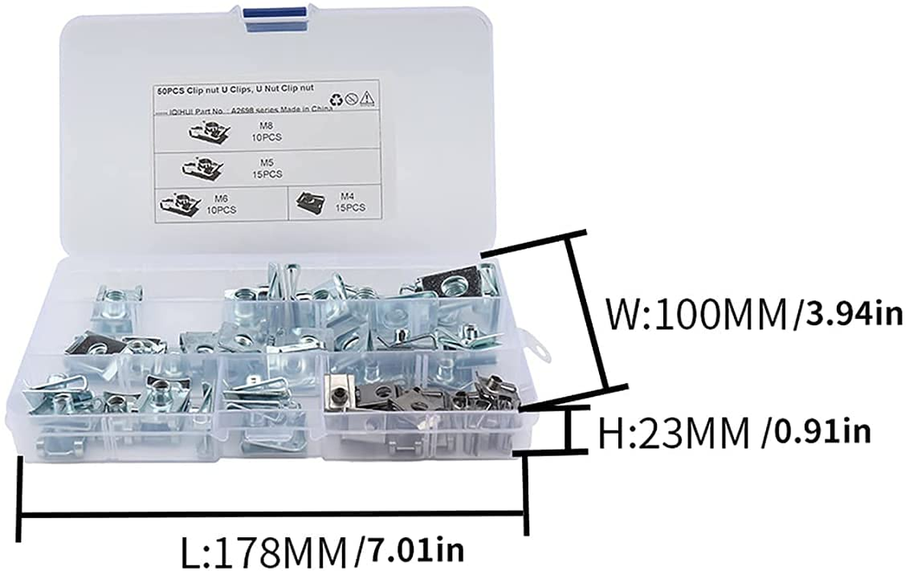 80 Pcs Thread Clip Nut Set U-Shaped Nut M4 M5 M6 M8 for Automobile Motorcycle Interior Trim Set image number 3