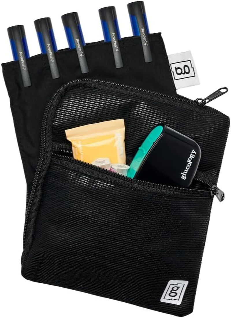 Glucology Insulin Cooler Wallet XL for 5 Pens &ndash; Keeps Medication Cool for 36+ Hours | Travel Essential with Front Pocket for Diabetes Supplies | No Ice or Batteries Needed | Zipper Wallet (Boats)