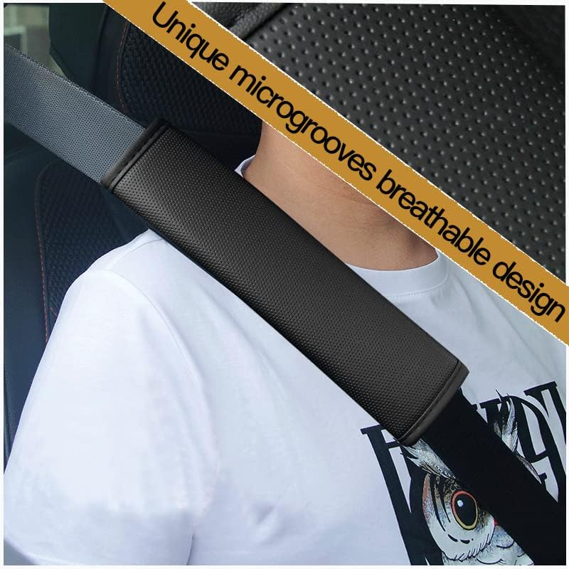 Leather Seat Belt Covers for Adults, Waterproof Car Seatbelt Shoulder Pad Guards against Sweat and Odor, Protects Your Neck and Clothes, 1 Pcs Black image number 6