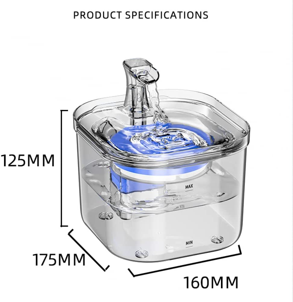 Cat Water Fountain Animal Water Dispenser, 61OZ/1.8L Super Quiet Automatic Pet Drinking Fountain with Adjustable Water Flow for Cats, Dogs, Multiple Pets (4Pc Filter) image number 2