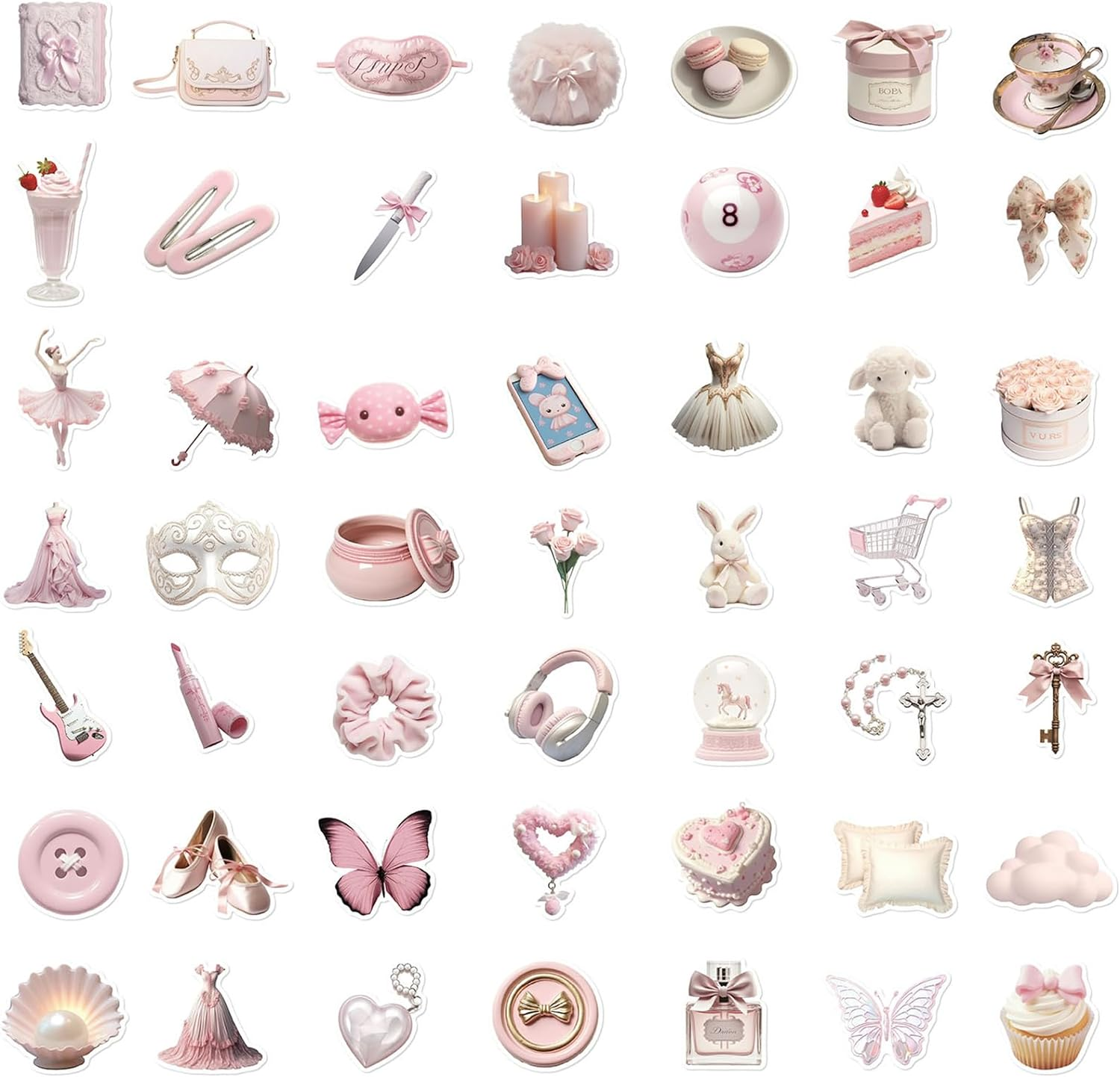 50PCS Vintage Coquette Aesthetic Stickers, Gentle Ballet Style Graffiti Sticker, Valentine Day Stickers for Girl Water Bottles Laptop Pink Decal for Phone Cases, Coquette Room Decor Vintage, DE001 image number 1