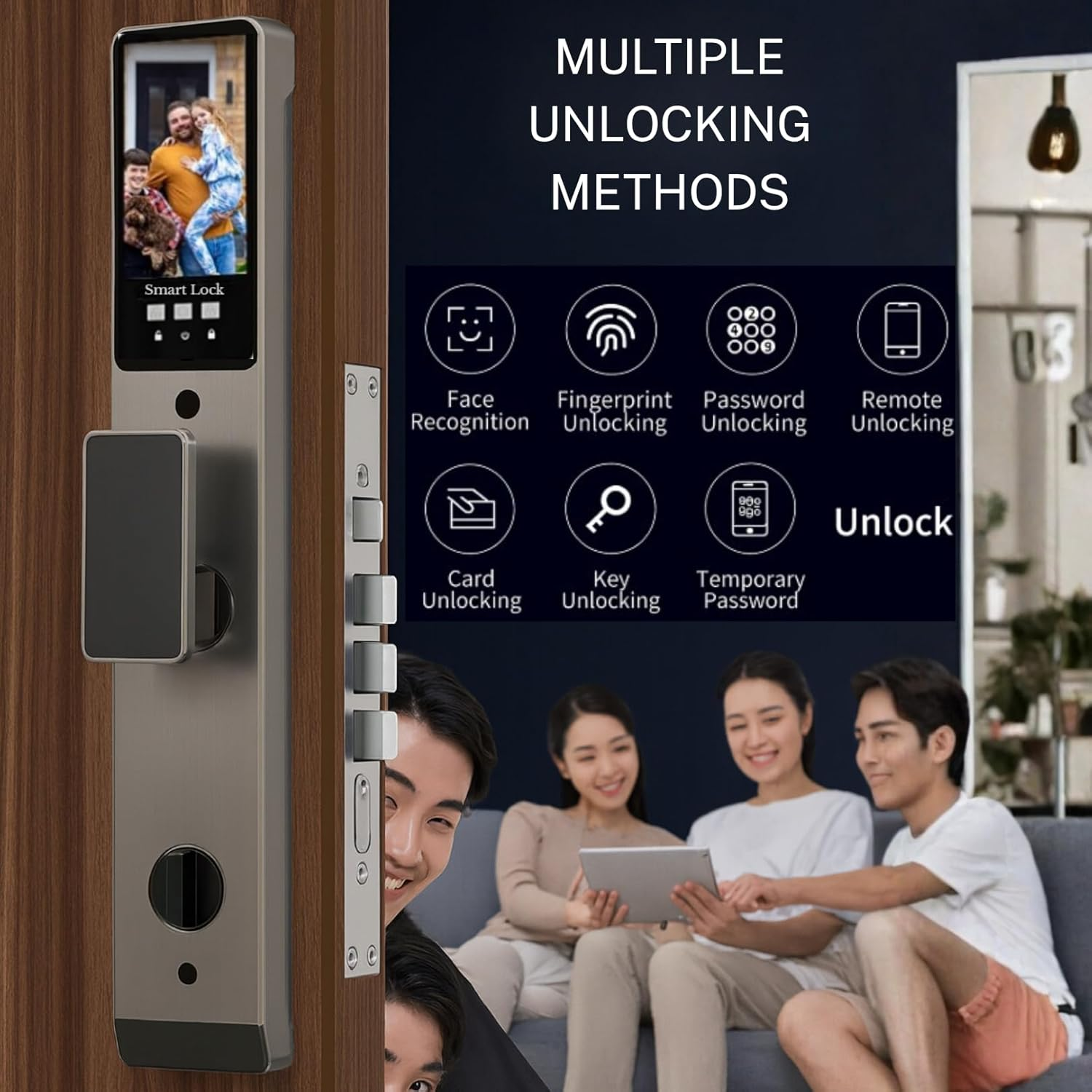 Smart Door Lock with Facial Recognition, App & Code Access, Auto Lock, Fingerprint & Keyless Entry &ndash; Smart Lock Digital Door Lock for Home Security, Smart Locks for Front Door image number 2