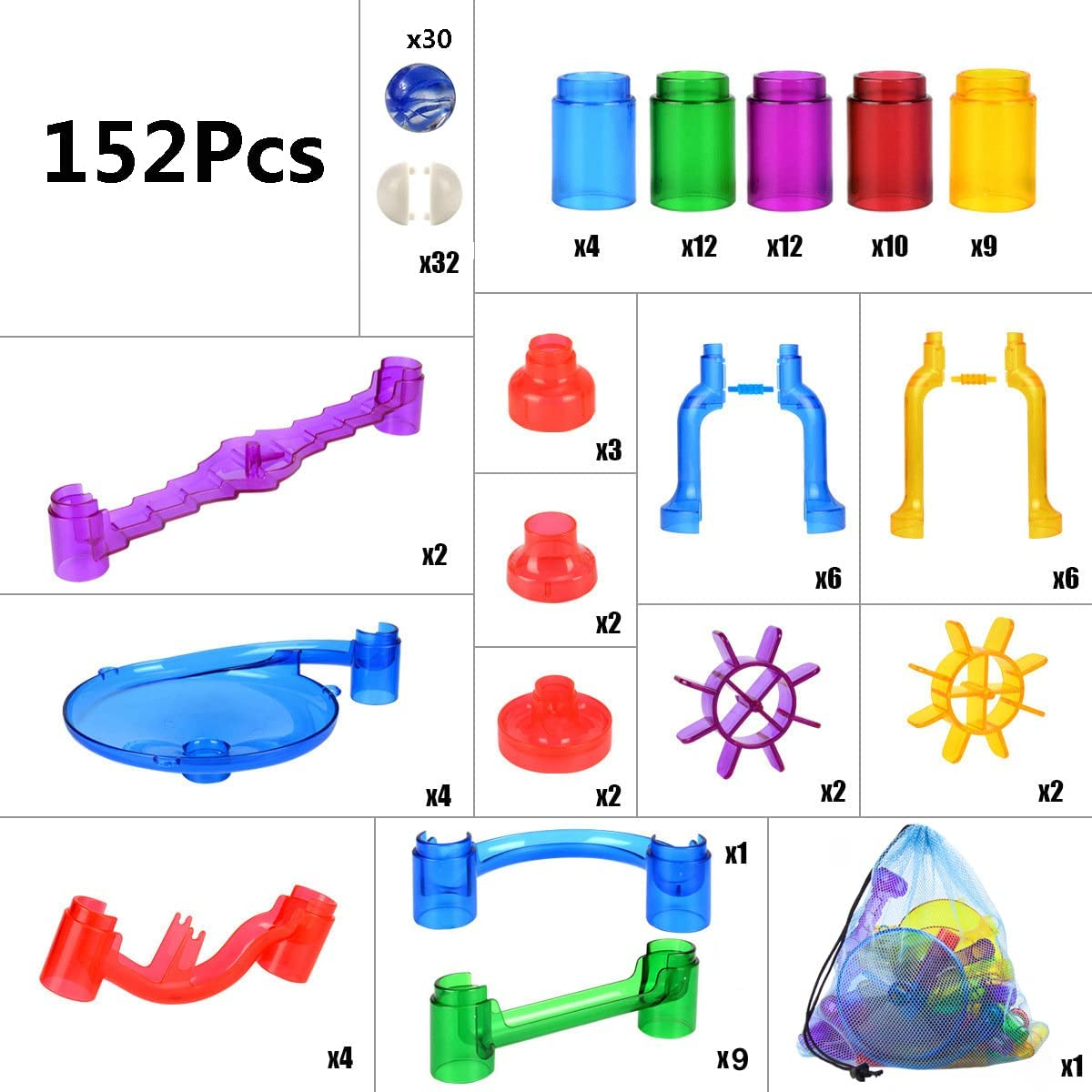 Marble Run Game 122 Parts+ 30 Marbles Construction Building Blocks for Kids 4+ image number 5