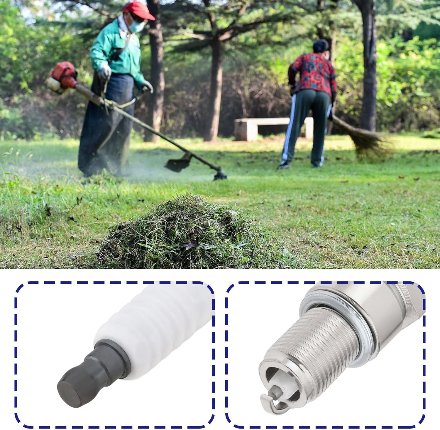 2Pcs BPR4ES 97226 NGK Lawn Mower Spark Plug 14Mm Thread Suitable for Small Engine Garden Tools Lawn Mower Chain Saw Brush Cutter