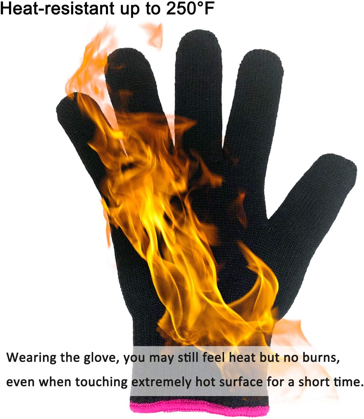 Lessmon 2 Professional Heat Resistant Gloves for Hair Styling Heat Blocking for Curling, Flat Iron and Curling Wand Suitable for Left and Right Hands