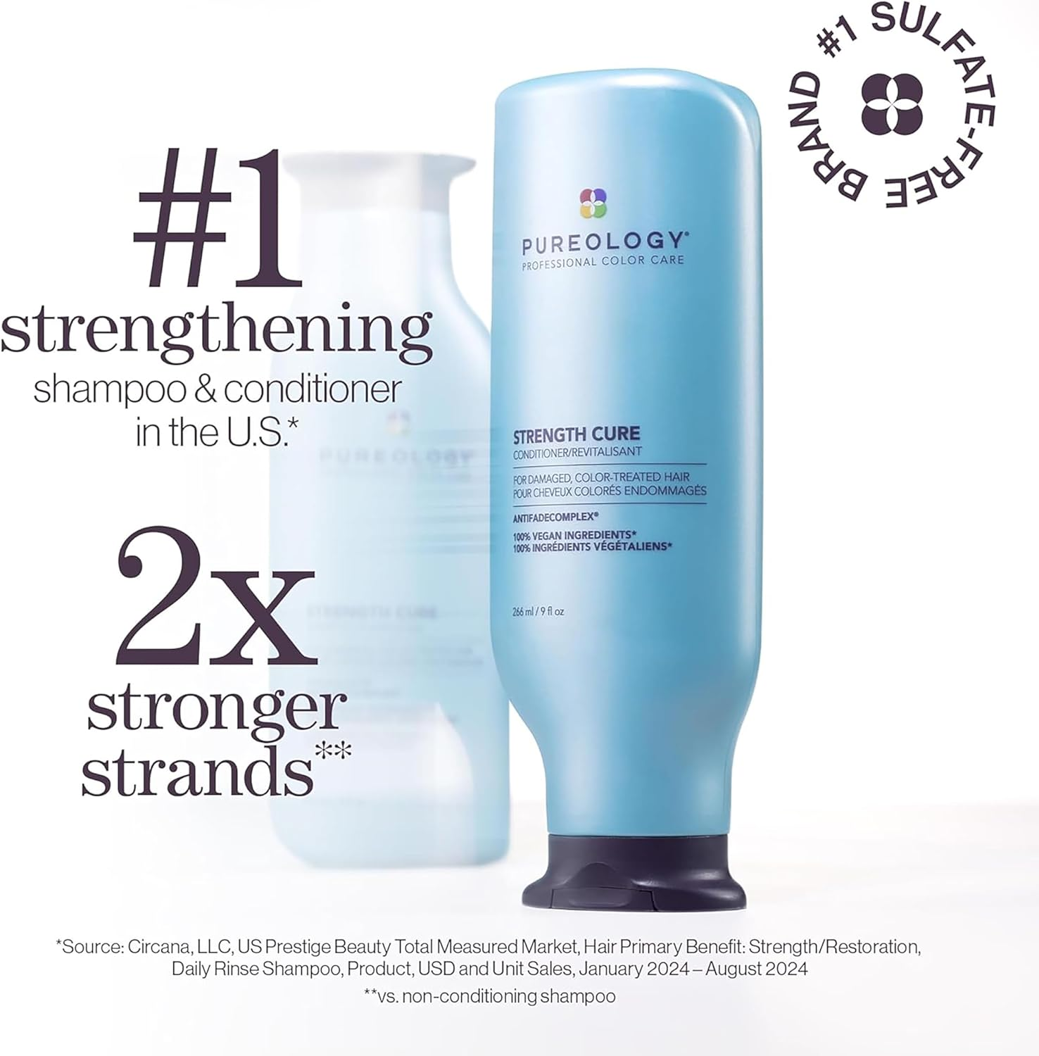 Pureology Strength Cure Conditioner | for Damaged, Color-Treated Hair | Softens & Strengthens Hair | Sulfate Free | Vegan | 266Ml image number 3