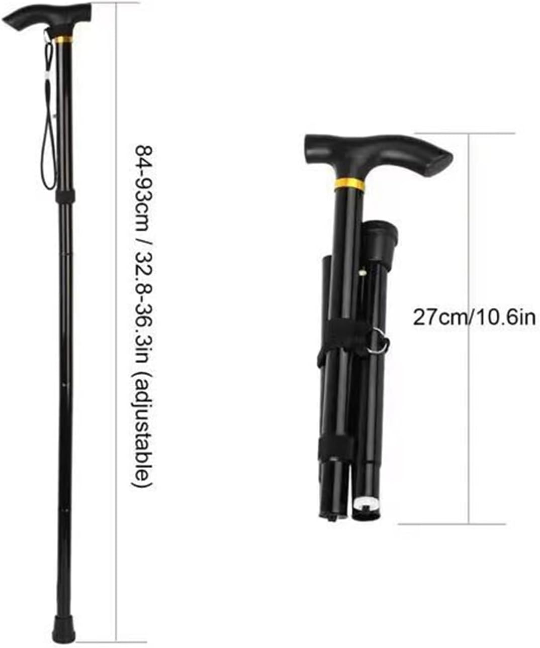 Foldable Walking Cane for Seniors, Adjustable Walking Stick, Folding Cane, Trekking Pole, Lightweight Aluminium Hiking Stick, Travel Mountaineering, Climbing Stick for Limited Mobility image number 6