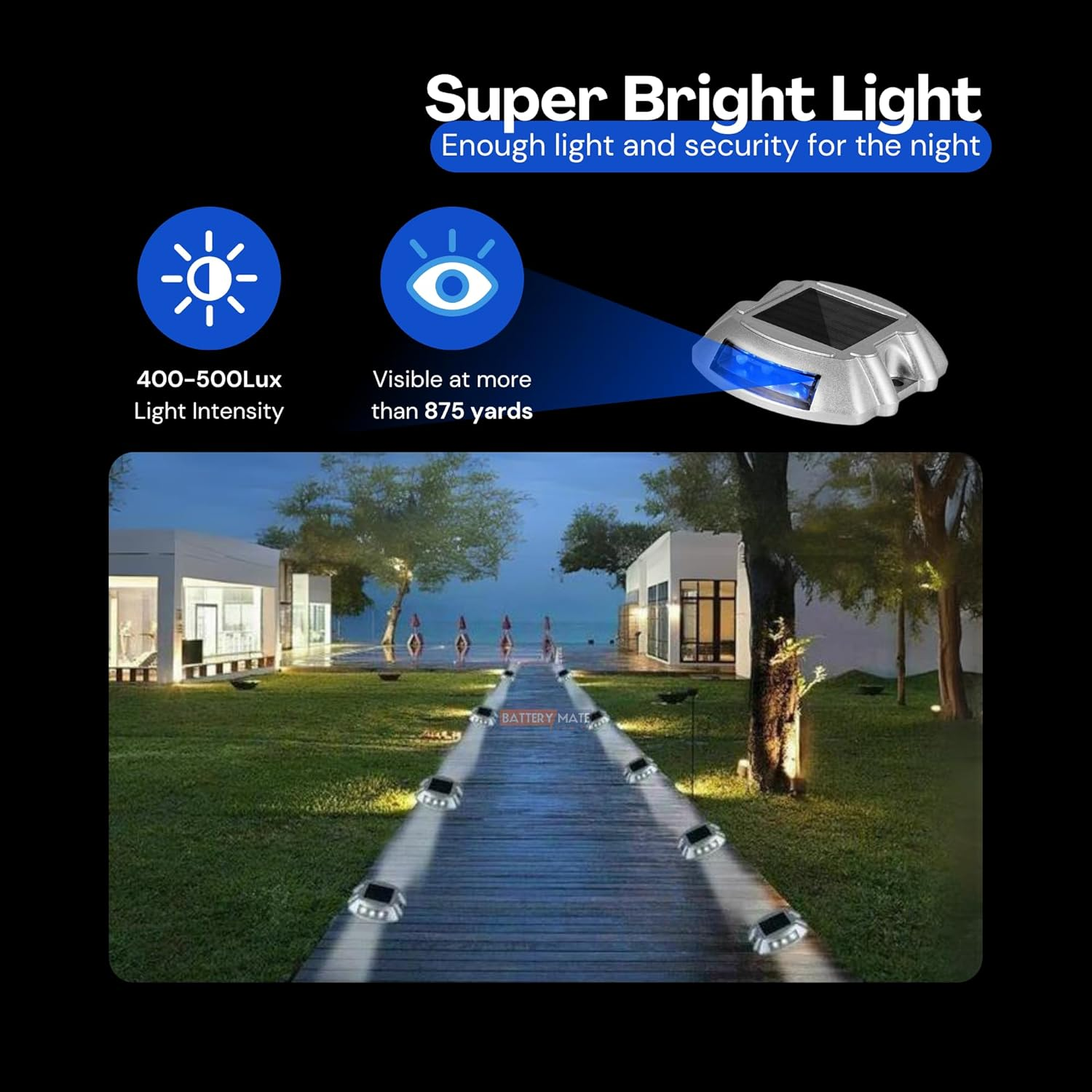 Extra Bright Solar Deck Lights Blue Waterproof with 6 LED Driveway Safety Light for Pathway (4 Pack) image number 4