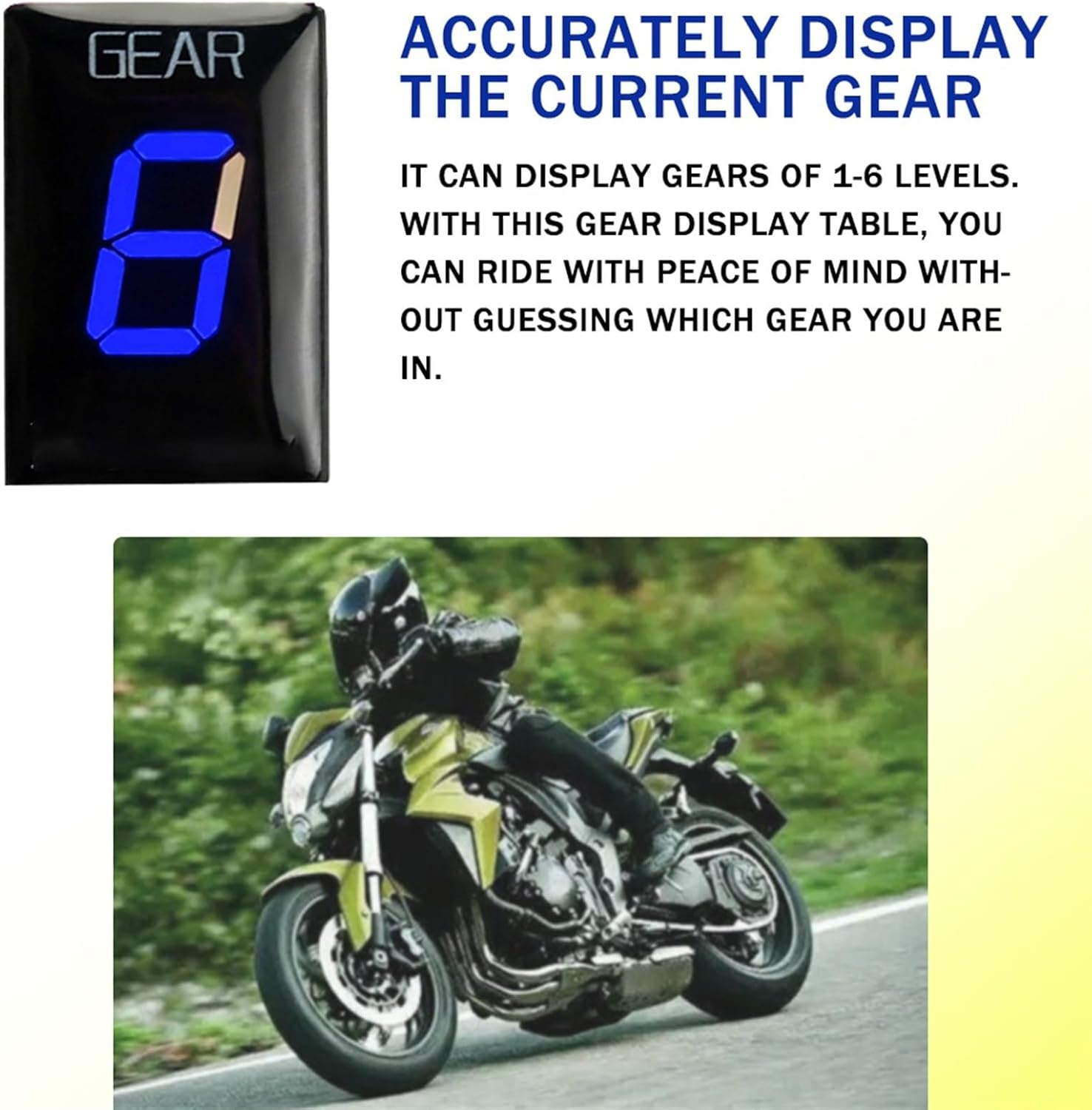 Gear Indicators, for CB300F CB 300 F 2015 2016 2017 2018 CB 300F Motorcycle Accessories1-6 Speed Gear Display Indicator Digital Meter (Size : Only Bracket-Green) image number 4