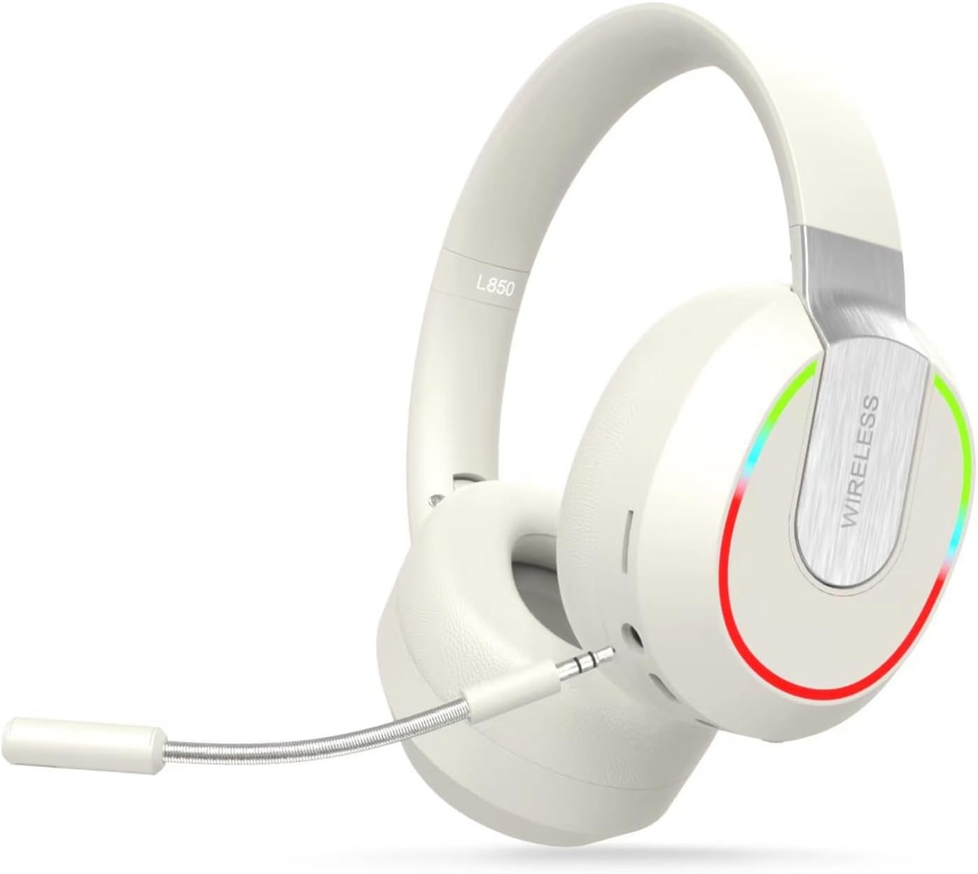 Wireless Gaming Headset with Detachable Microphone, RGB Light Noise Canceling Bluetooth Headphones, 400Mah Full Wrap around over Ear Headphones, for Laptop Computer (Black)