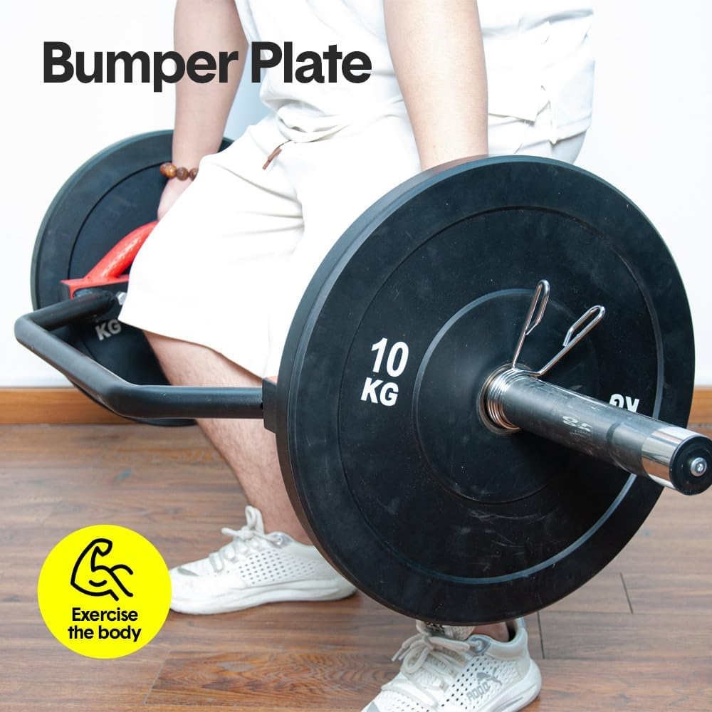 ALSTON 2 Pack 10Kg Bumper Plates 2 Inch Olympic Weight Discs Rubber Barbell Plates, with Stainless Steel Inserts Strength Training Weightlifting Home Gym Fitness image number 1