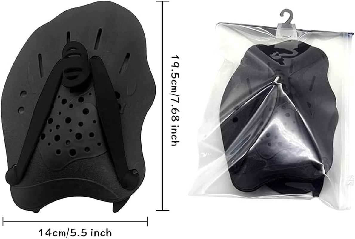 Swimming Training Hand Paddles,With Adjustable Straps, Swimming Training Aid,For Adults Kids Unisex Black image number 2