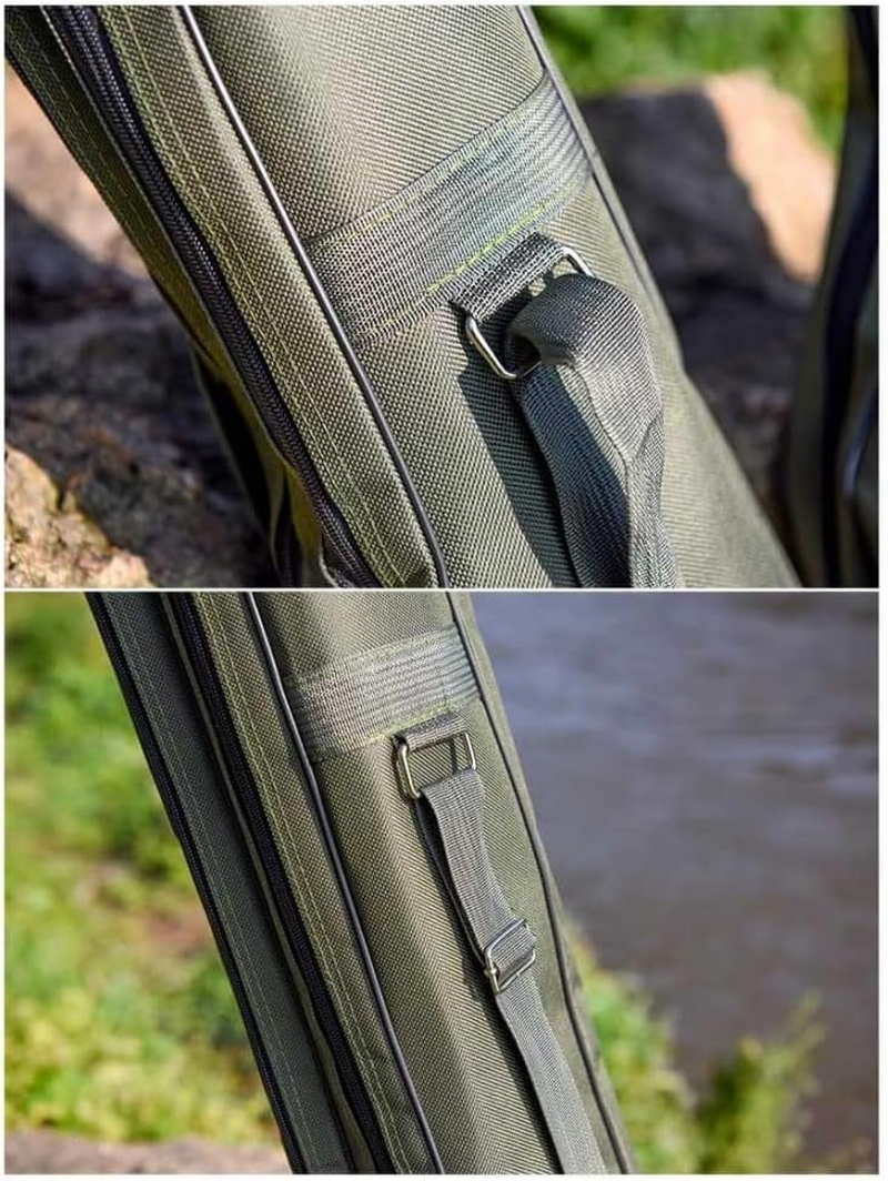 Canvas Folding Fishing Rod Bag Fishing Pole Case Fishing Tackle Gear Travel Case,Collapsible Portable Foldable Fishing Rod Carrier Fish Pole Tools Storage Bag,For Traveling/Boat/Lake Fishing image number 2