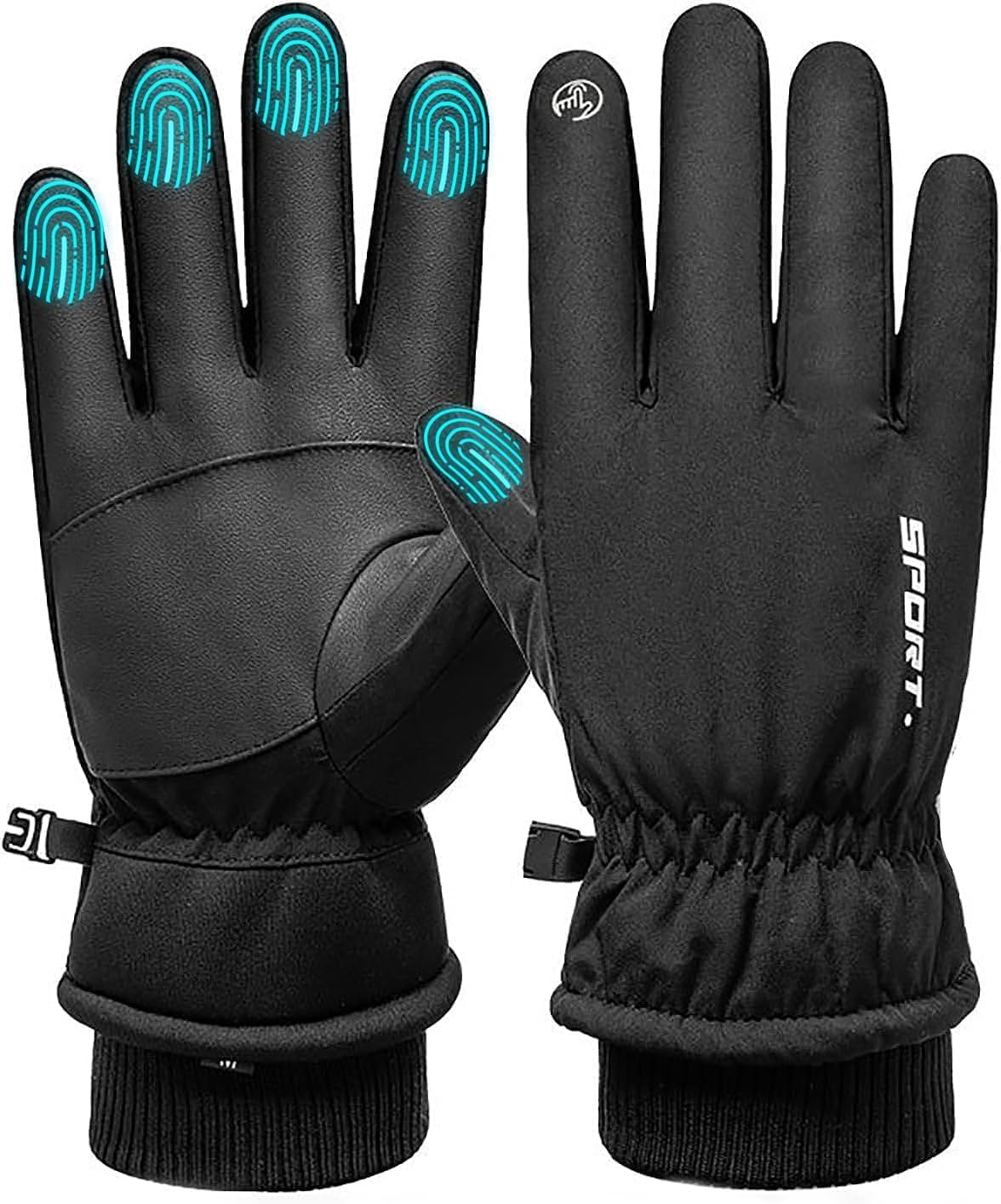 Winter Gloves Cycling Gloves with Touch Screen Fingers for Men Warm,H HOME-MART -20℉ Windproof Waterproof Ski Women Running Gloves with Touchscreen Thermal Lining Anti-Slip for Motorcycle Snowboarding image number 2