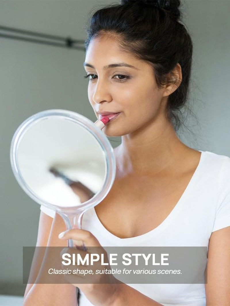 OMIRO Hand Mirror, Double-Sided Handheld Mirror 1X/3X Magnifying Mirror with Handle, Set of 2 (Clear)