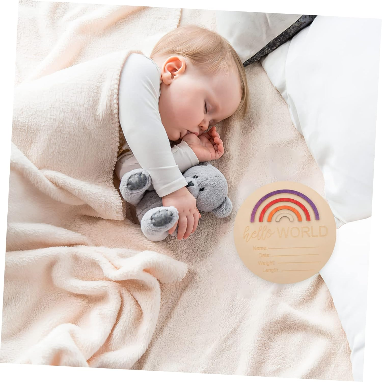 Generic Wooden Monthly Card Progress Circles Name Sign for Nursery Months Sign Announcement Board for Newborn image number 1