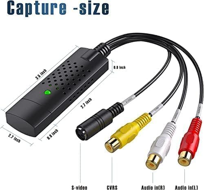 VHS to Digital Converter, USB Video Capture Card, Video Capture Device, RCA to USB Converter,Convert VHS VCR Hi8 Mini DV to Digital/Dvd,For Tape Player Camcorder Camera PC Tv,Windows Mac OS Compatible image number 6