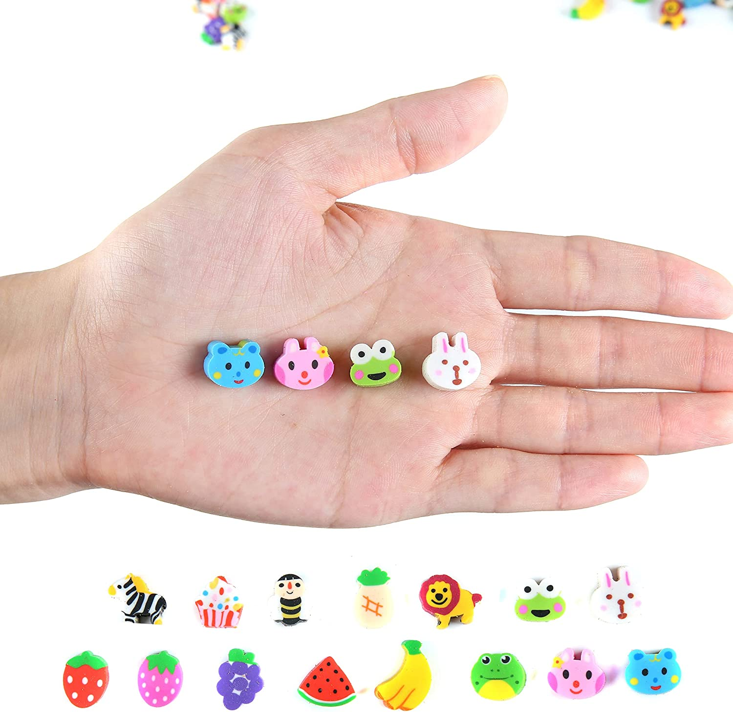 MGTECH 1000 Pieces Mini Animal Fruit Erasers for Kids Bulk, Small Cute Pencil Erasers Assortment for Home School Work Rewards, Party Favor and Gift Filling image number 4