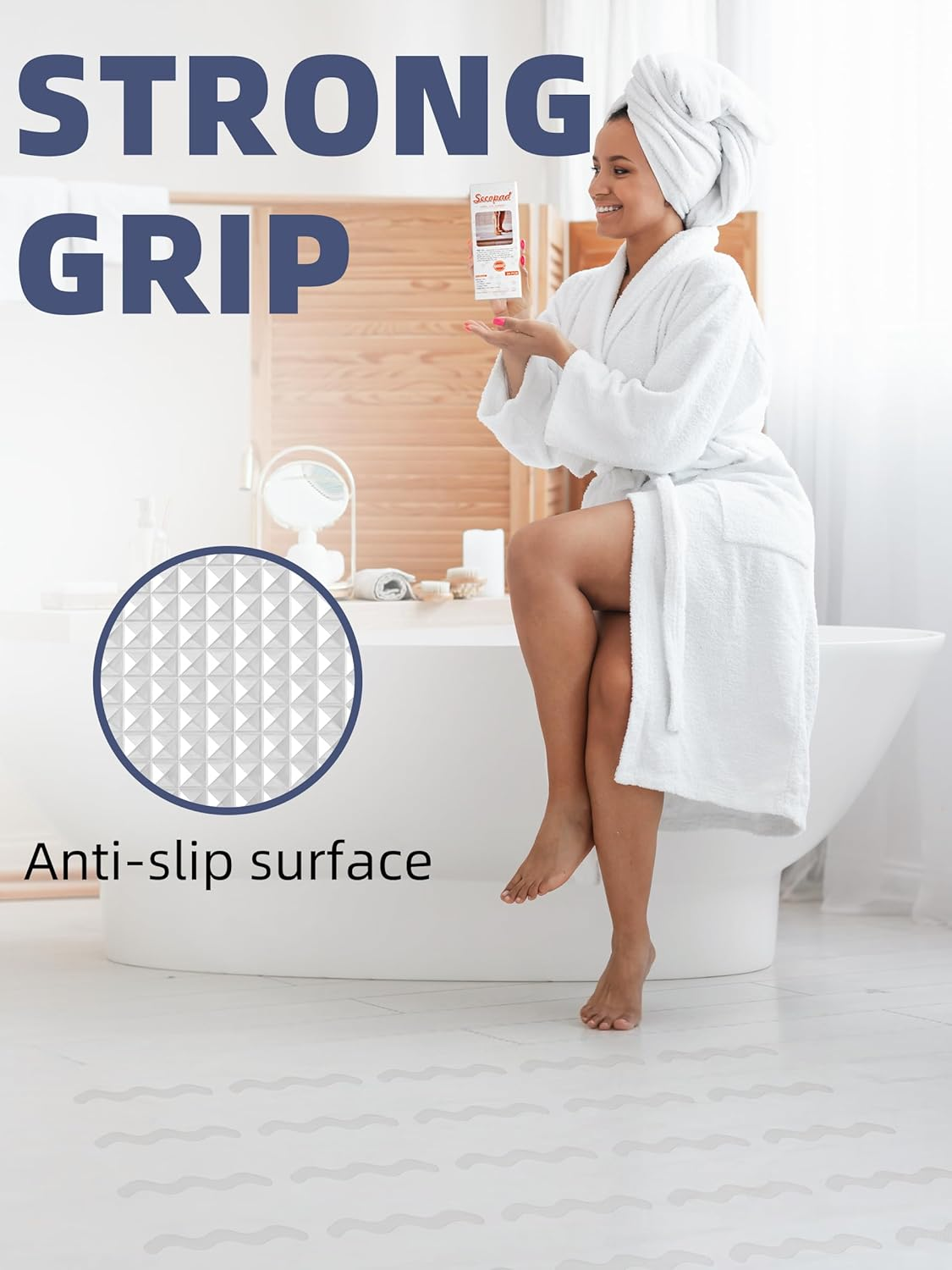 Patented anti Slip Shower Stickers 24 PCS Safety Bathtub Strips Adhesive Decals with Premium Scraper for Bath Tub Shower Stairs image number 4