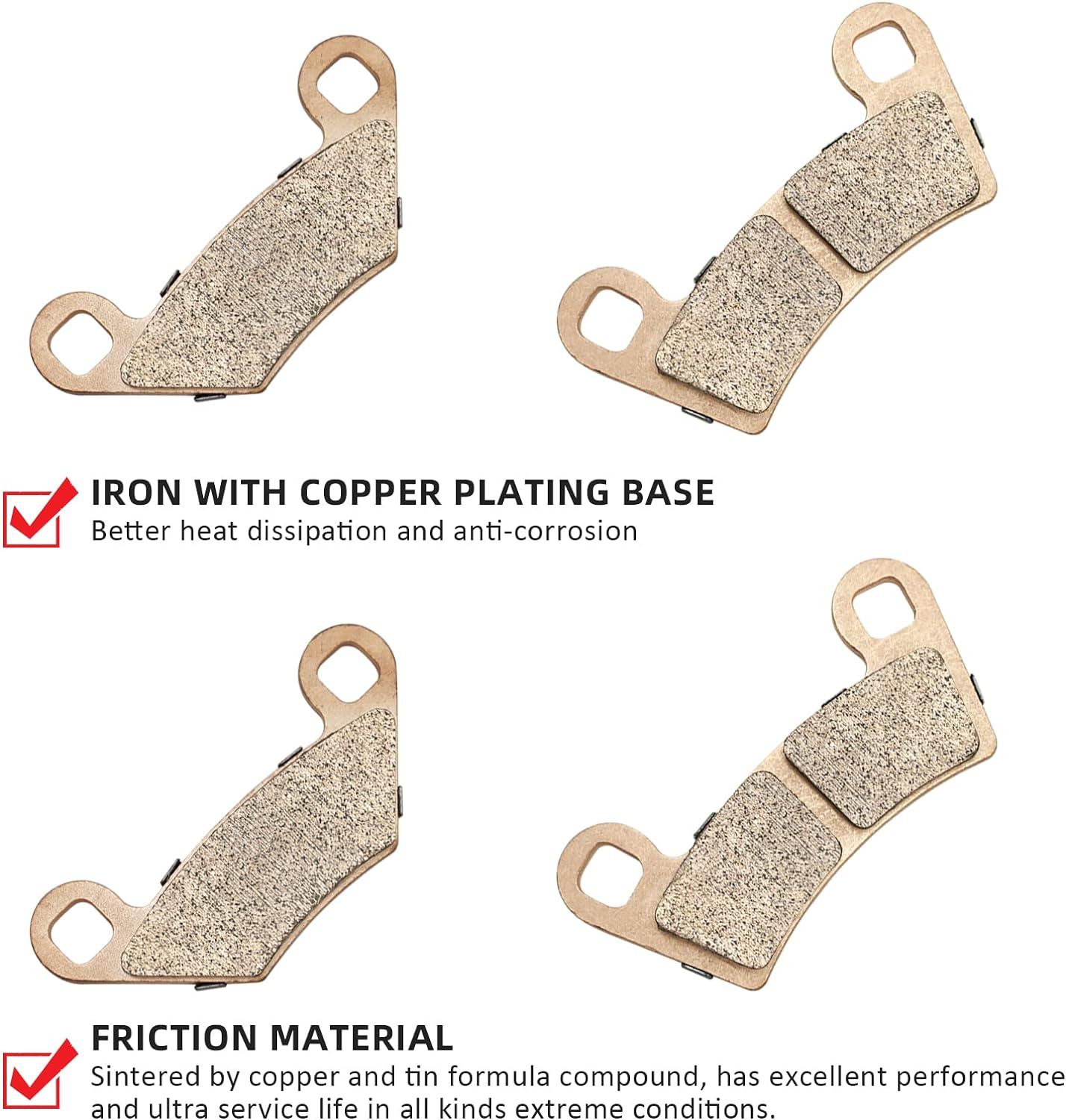 Front Rear Brake Pads Sintered for Polaris RZR 800 S-800 570 S-570, OEM# 2203318 2208936 2202412 2208935 image number 1