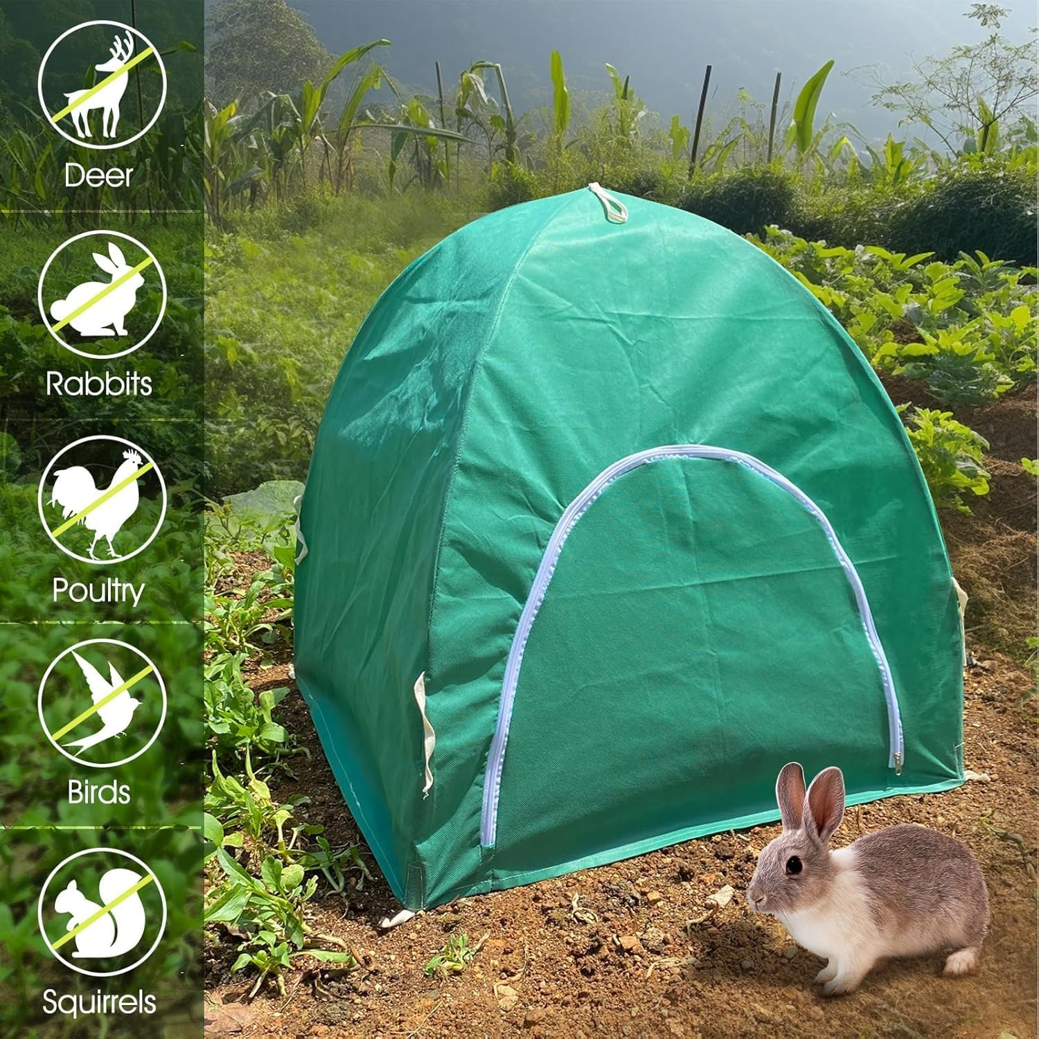 Rifny Plant Covers for Winter, 56 X 56 X 56 Cm Shrub and Rose Bush Freeze Protection with Zipper and Stakes &ndash; Frost Cloth for Outdoor Potted Plants, Deer and Rabbit Barrier 2 Pack image number 6