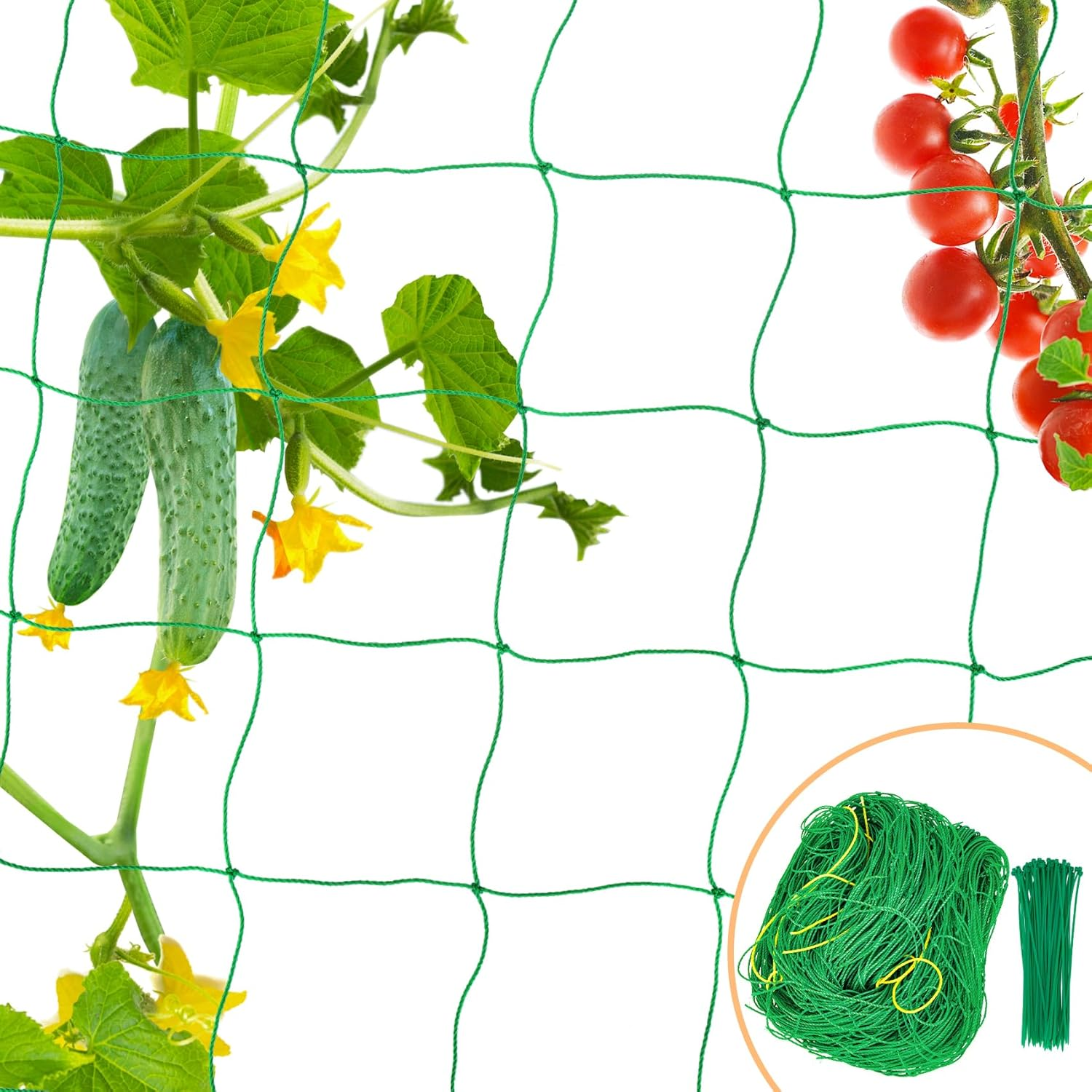Trellis Net Cucumbers 5 X 1.8 M, Trellis Cucumbers with 50 Cable Ties, Climbing Plants, Tomatoes, Flowers and Other Vegetable Plants image number 1