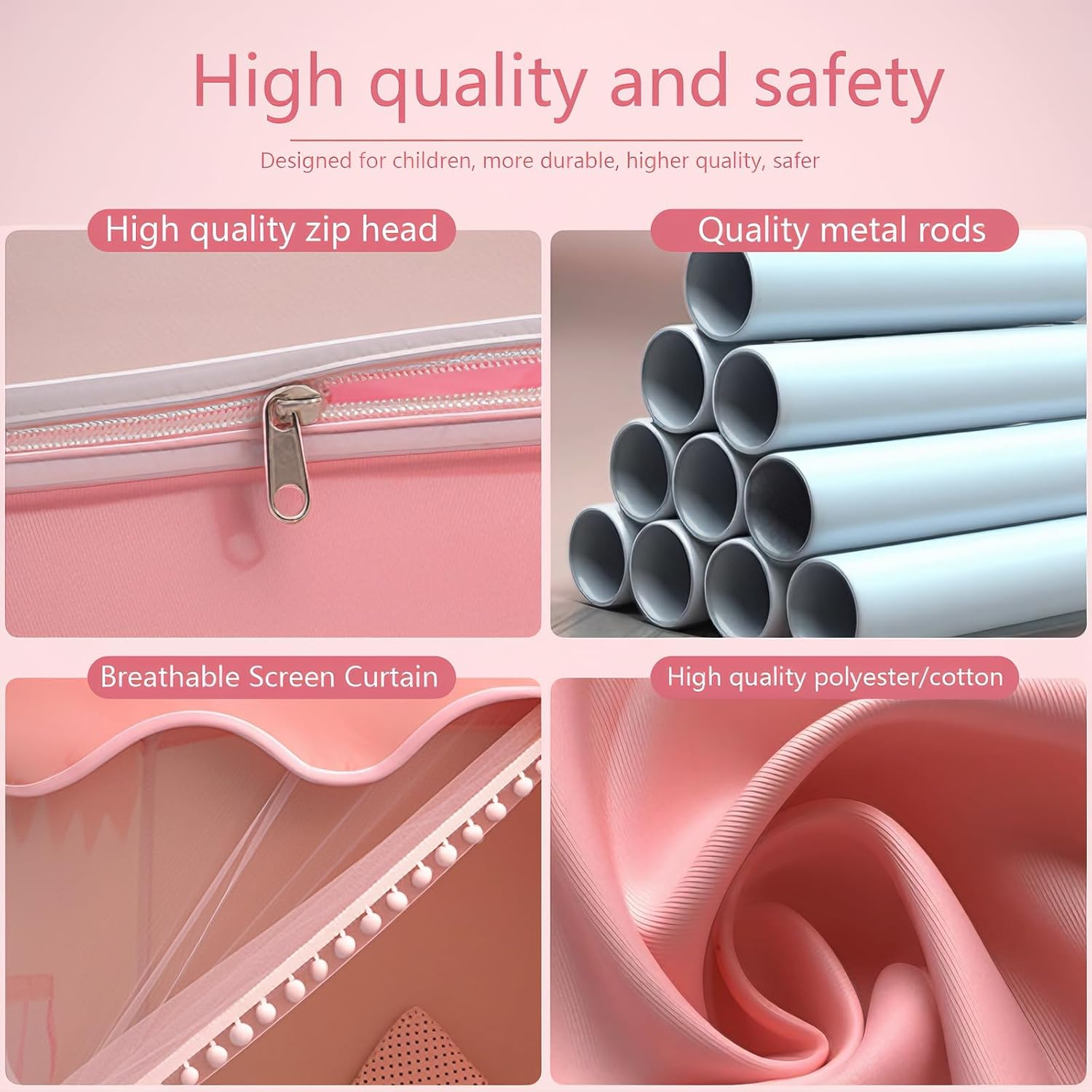 Princess Tent for Girls, Kids Play Tent with Star Lights, Large Playhouse, Pink Princess Castle, Girls & Boys Toy Gifts image number 6