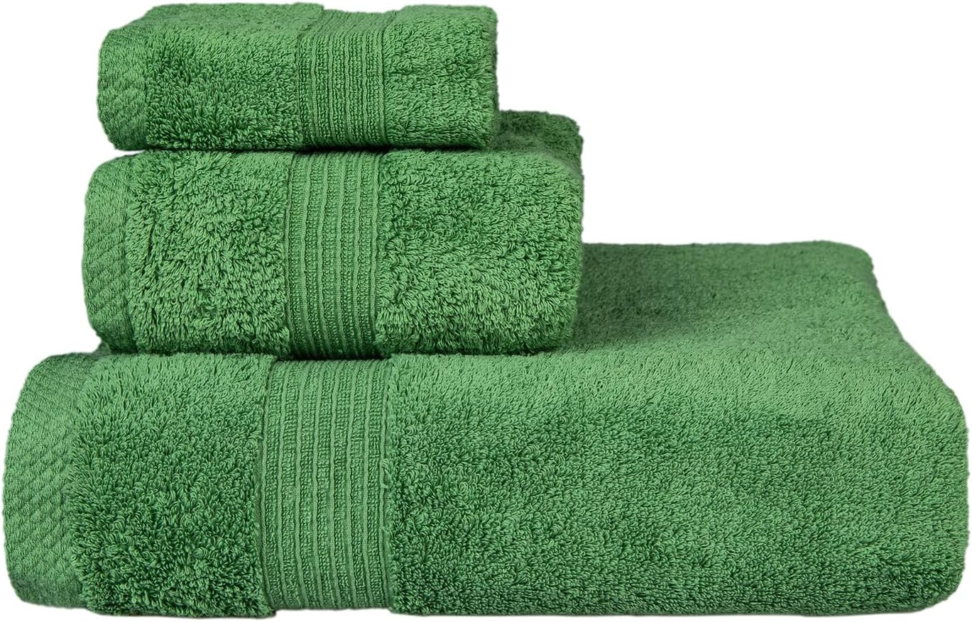 Towels for Bathroom - Ultra Soft Luxury Bath Towels Set of 3, 1 Oversized Bath Towel 1 Hand Towel 1 Washcloth, 100% Cotton Towels, Highly Absorbent, Quick Drying Larger Size Bath Towel Sheets - Green image number 2
