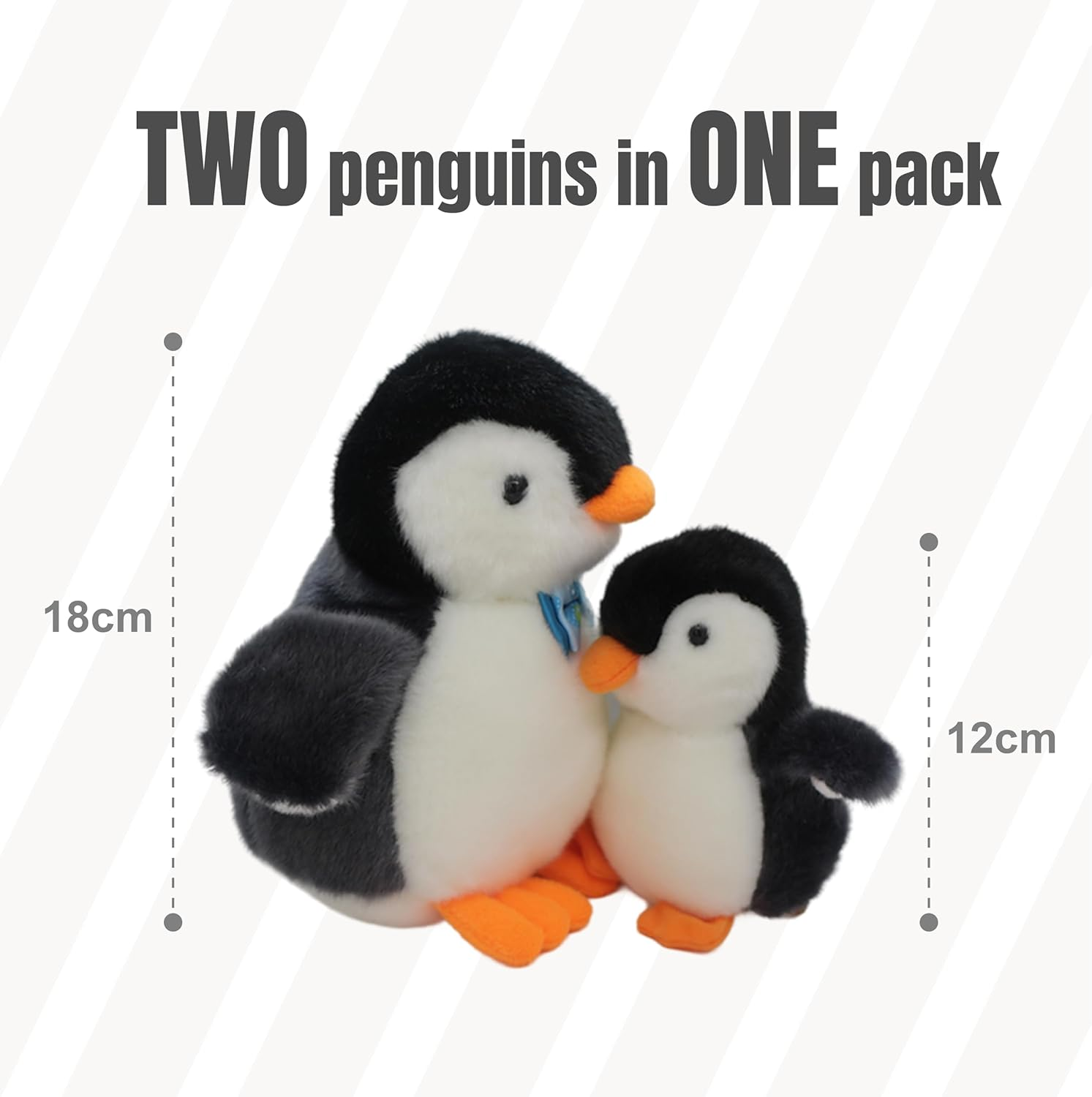 [2Pcs Pack] Soft Plush Penguin Stuffed Cute Baby Animal Dolls and Keychain, Ideal Party Souvenir Kids Boys Girls Girlfriend Valentines Day Christmas Birthday Gifts Toy Lot (Grey) image number 5