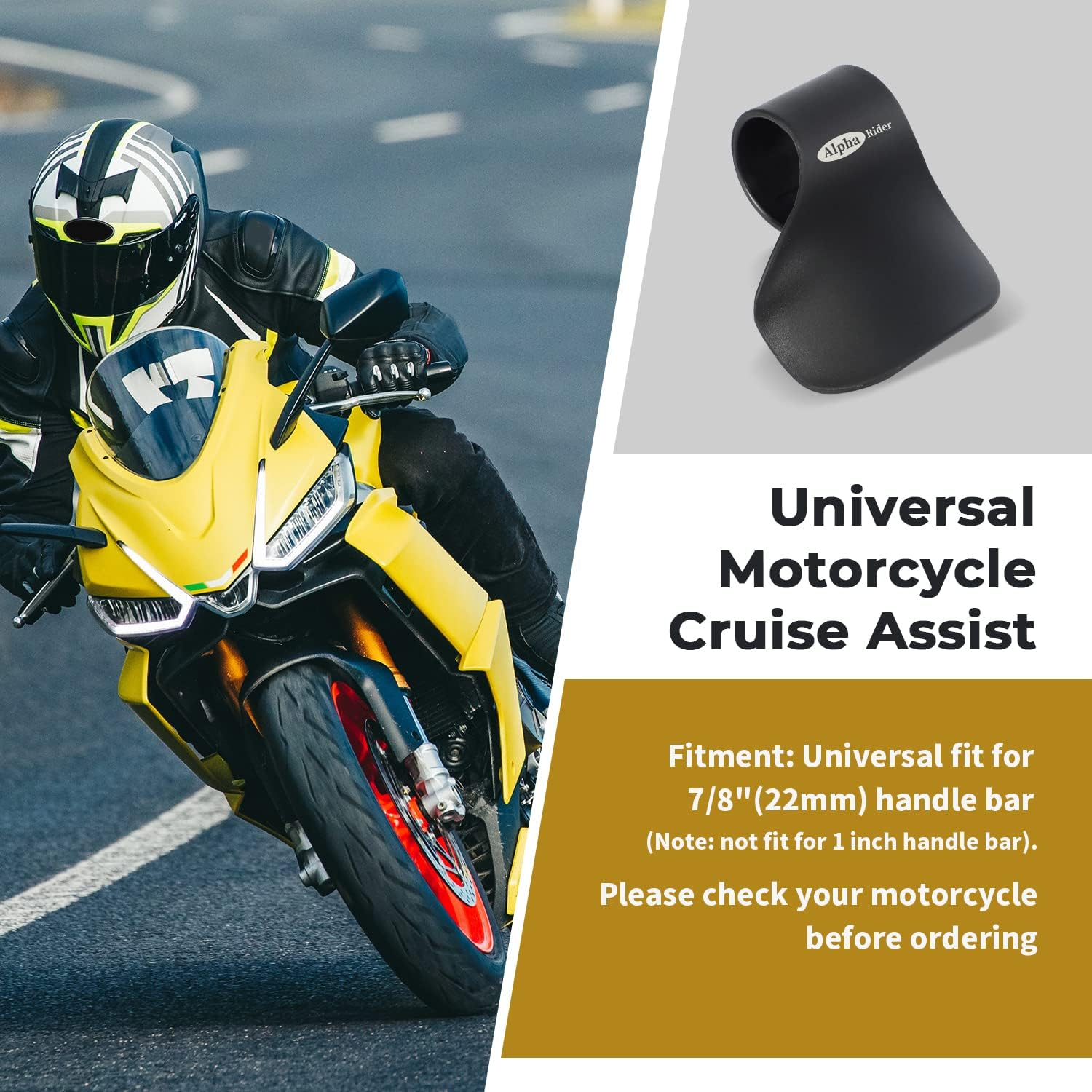 Alpha Rider Universal 22MM Black Throttle Mounted Motorcycle Cruise Assist Oil Control for Aprilia BMW Bimota Ducati Honda Kawasaki Suzuki Triumph Yamaha Street Bike Sport off Road Scooter Naked ATV image number 5