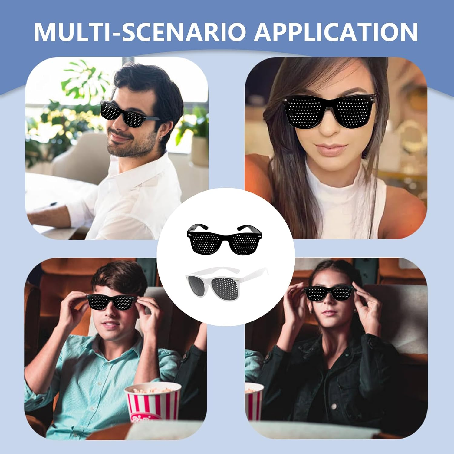 Pack of 2 Grid Glasses for Eye Training, Grid Glasses, Eye Trainer, Hole Glasses, Grid Multidot Glasses, Pinhole Glasses, Multi Dot Glasses for Vision Improvement - Black image number 4