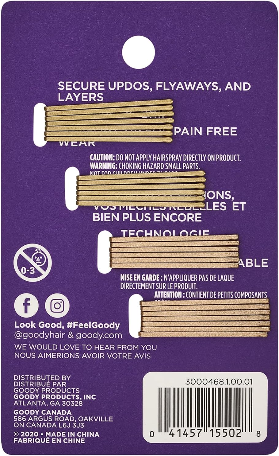 Goody Slideproof Hair Bobby Pins, 26 Count, Metallic Blonde, Slideproof and Lock-In Place, Suitable for All Hair Types, Pain-Free Accessories for Women, Men, Boys and Girls, All Day Comfort image number 4