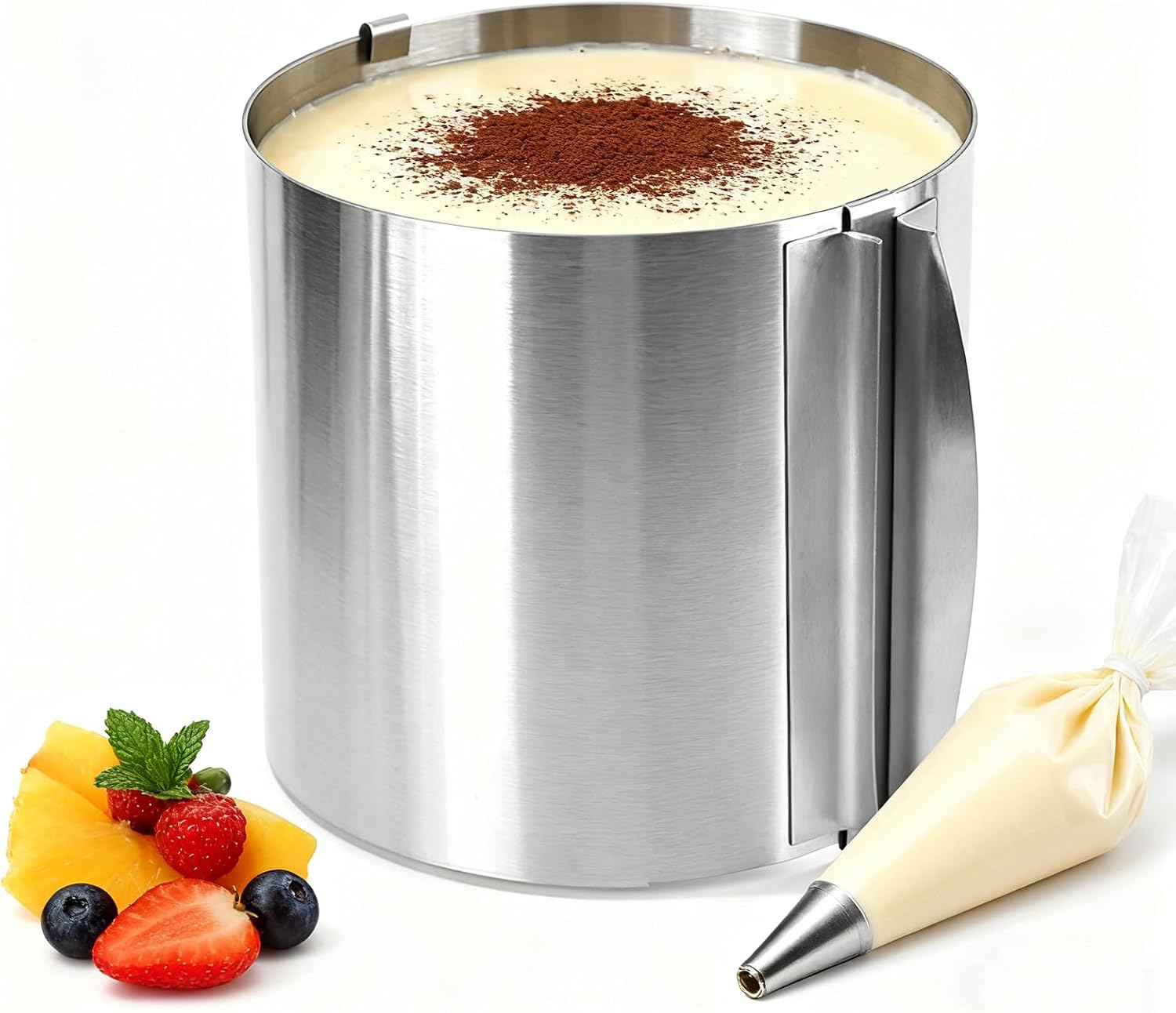 Cake Ring Adjustable Extra High 5.9 Inch - Stable Stainless Steel Baking Ring - Cake Ring with Precise Scaling Inside image number 2