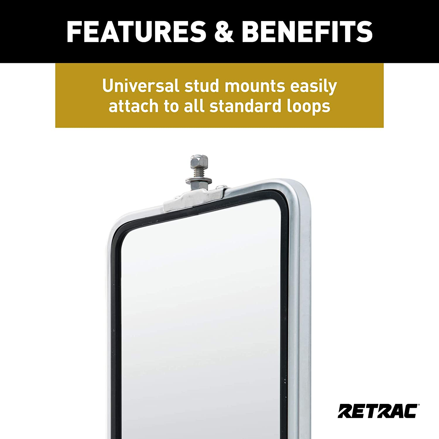 Retrac 601288 7 X 16-Inch Stainless Steel Rounded Angle-Back Heated, Lighted West Coast Mirror Head, Universal Driver or Passenger Side, Chrome image number 4
