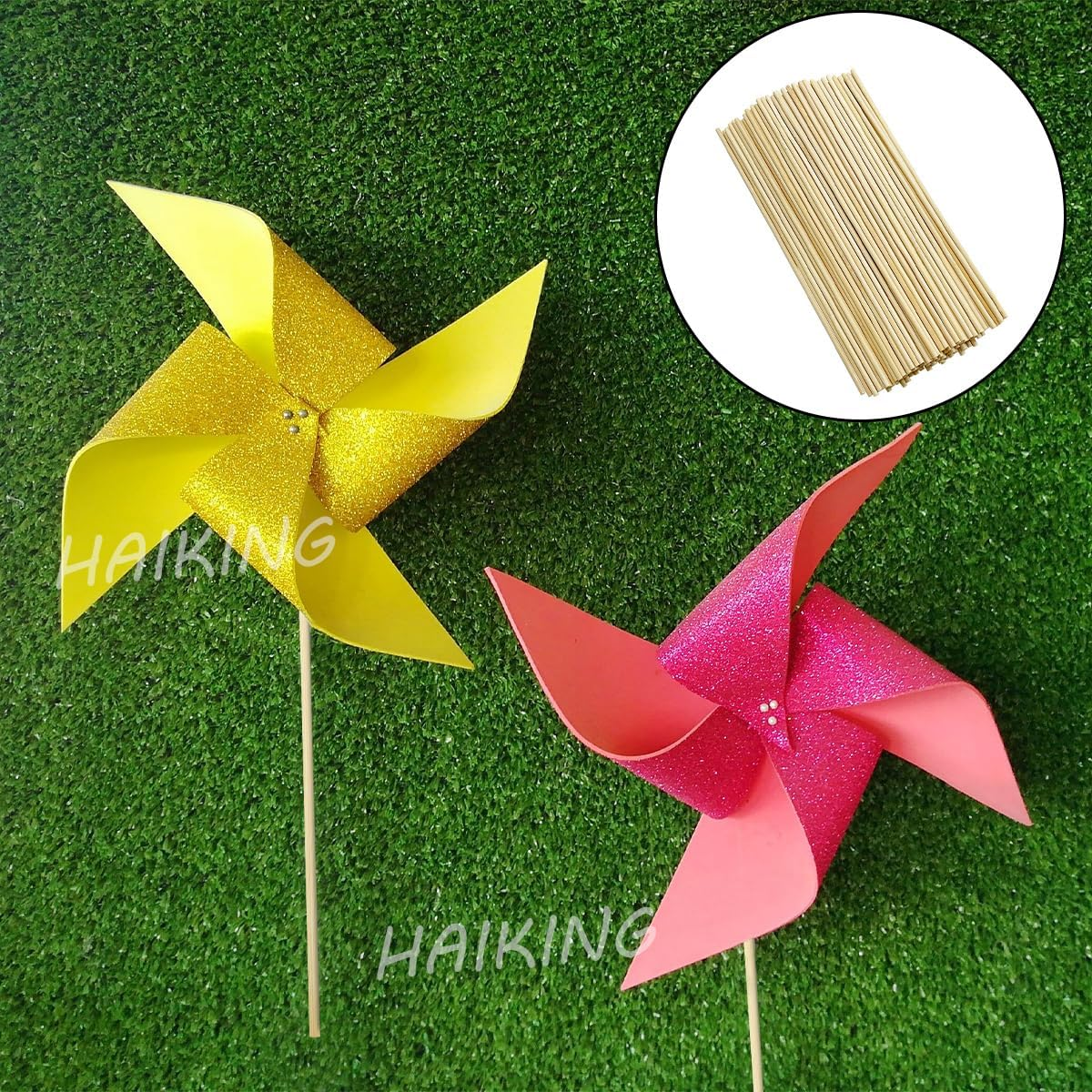 HAIKING Bamboo Dowel Rods, 100 PCS round Unfinished Wooden Craft for Craft Building Models, Garden Supplies (20Cm/7.87In) image number 5