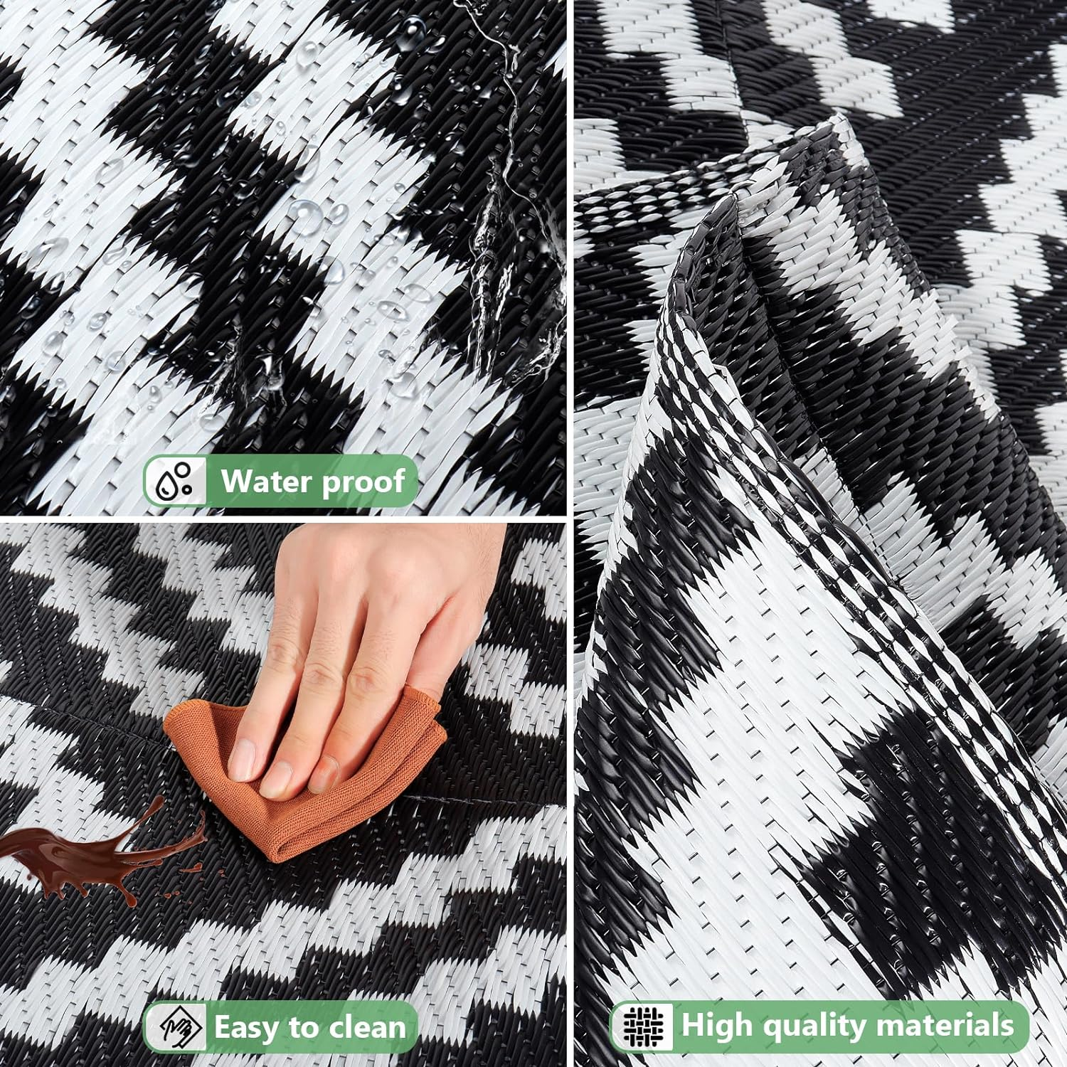 Geometric Extra Large Outdoor Rug(150X245Cm) - Reversible Portable Outdoor Plastic Straw Rug, Porch Rug, Waterproof Mat for Rv, Deck, Camping, Balcony, Patio (Geometric) image number 2