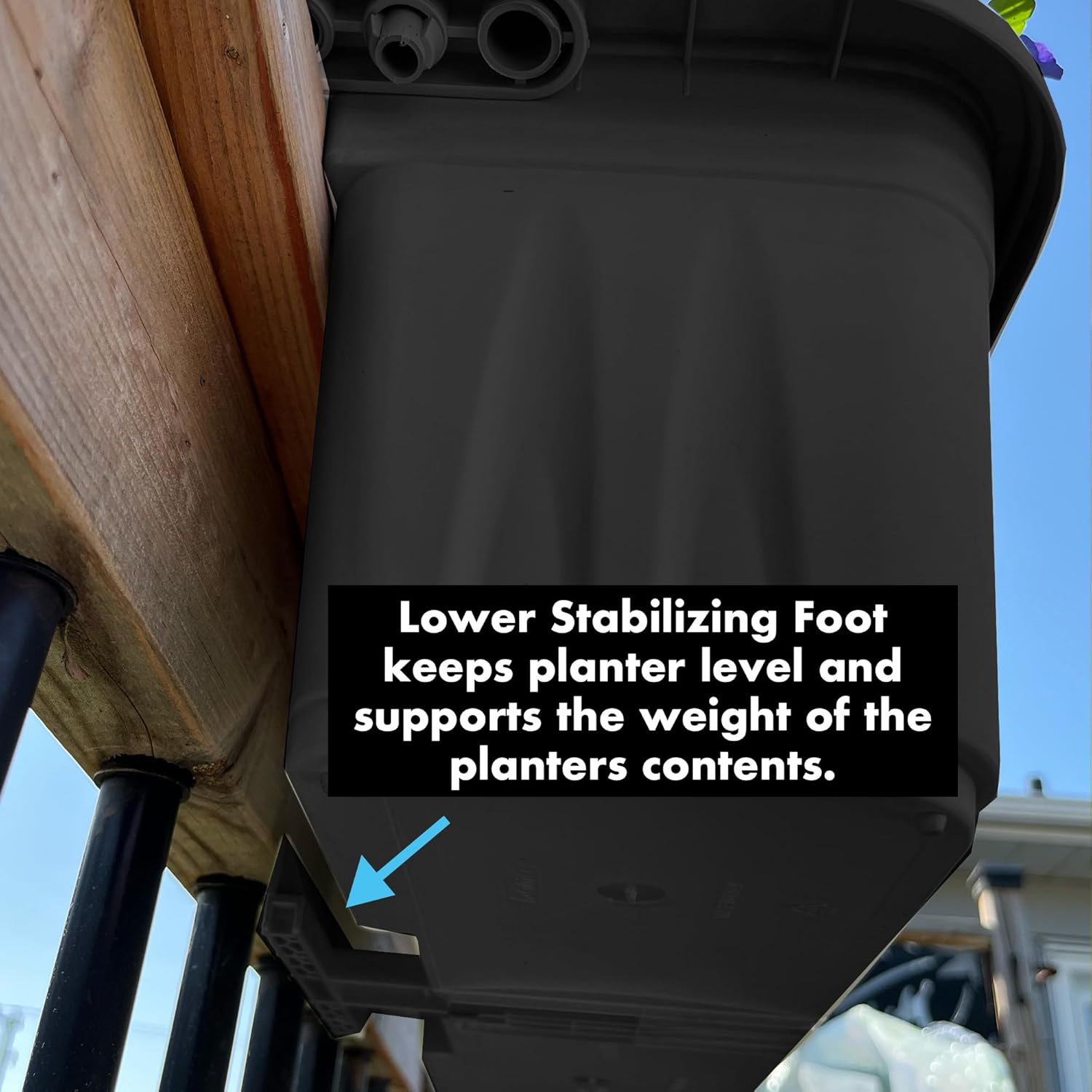 Apollo Exports International 24" Adjustable Railing Planter, Black image number 2