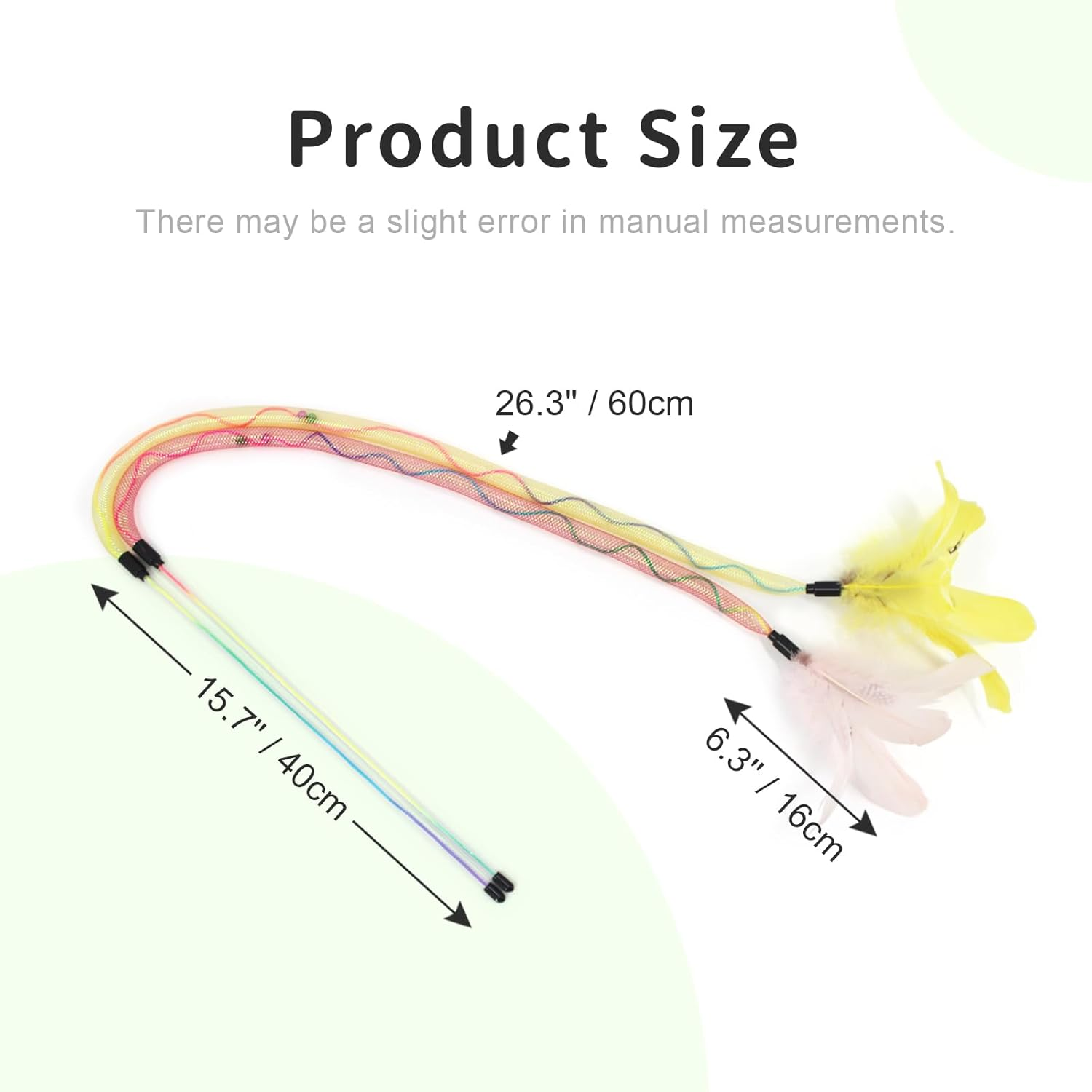 SONGWAY Cat Rainbow Wand Toy - Rainbow Cat Feather Toys with Bells, Colorful Mesh Teaser Wand with Feather Tail, Interactive Toys for Indoor Cats Kittens, Light Color image number 5