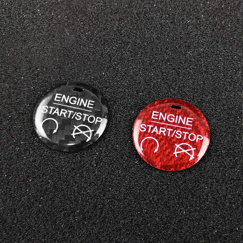 AIRSPEED for Ford Mustang Carbon Fiber Car Engine Start Stop Button Sticker Interior Trim Compatible with Ford Mustang 2015-2023 (Red) image number 6