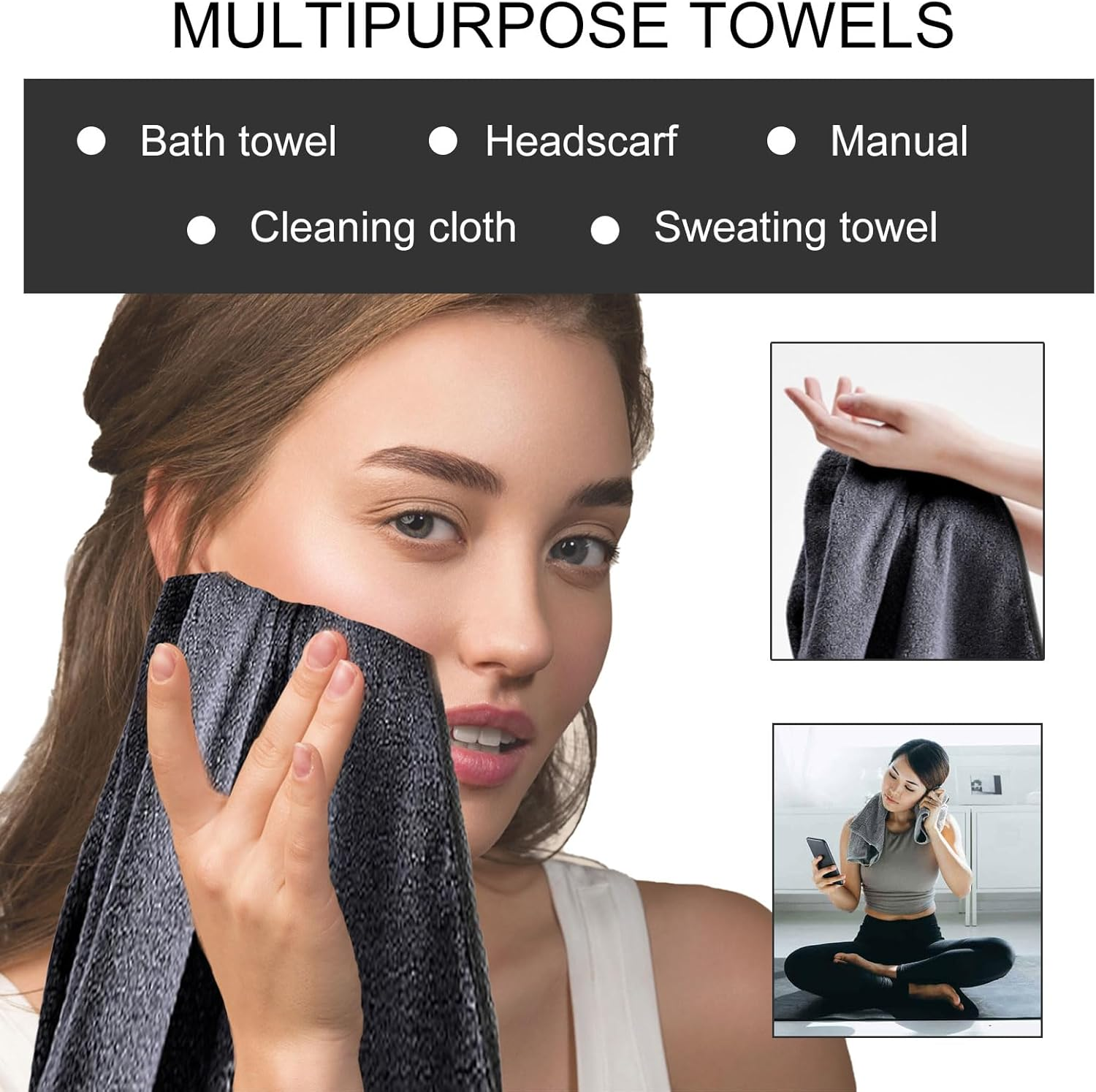 Longzhuo Shiny Bath Wipes Shower Cleaning Cloths, 3Pcs Shiny Bath Drying Towel, Super Absorbent Microfiber Bath Towels, Microfiber Cleaning Cloth for Windows, Bathroom, Car Home Office image number 3