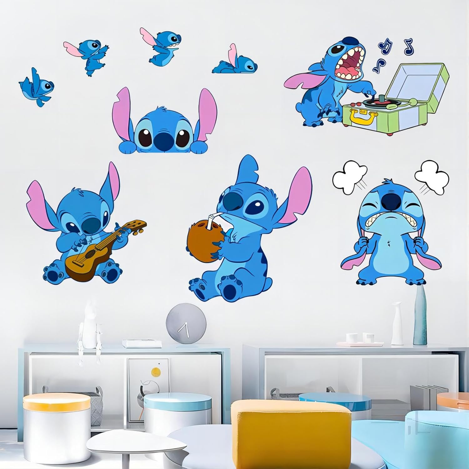Lilo and Stitch Wall Stickers Disney Cartoon Wall Decals DIY Peel and Stick Vinyl Wall Decor for Kid Girls Boys Bedroom Living Room House Fun (Size: 16&times;24 Inch), CR-51-1 image number 4
