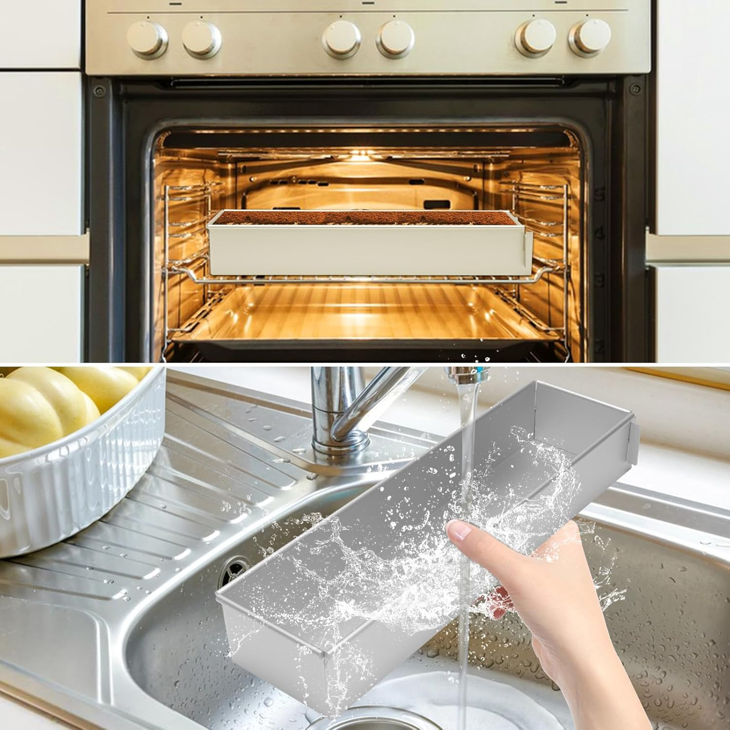 Rectangular Baking Mould 40 X 10 Cm, Adjustable Rectangular Mousse Cake Mould Made of Aluminium Alloy with 2 Spatulas Cake Mould Square for Cake Preparation Toast Bread Baking Layered Cakes