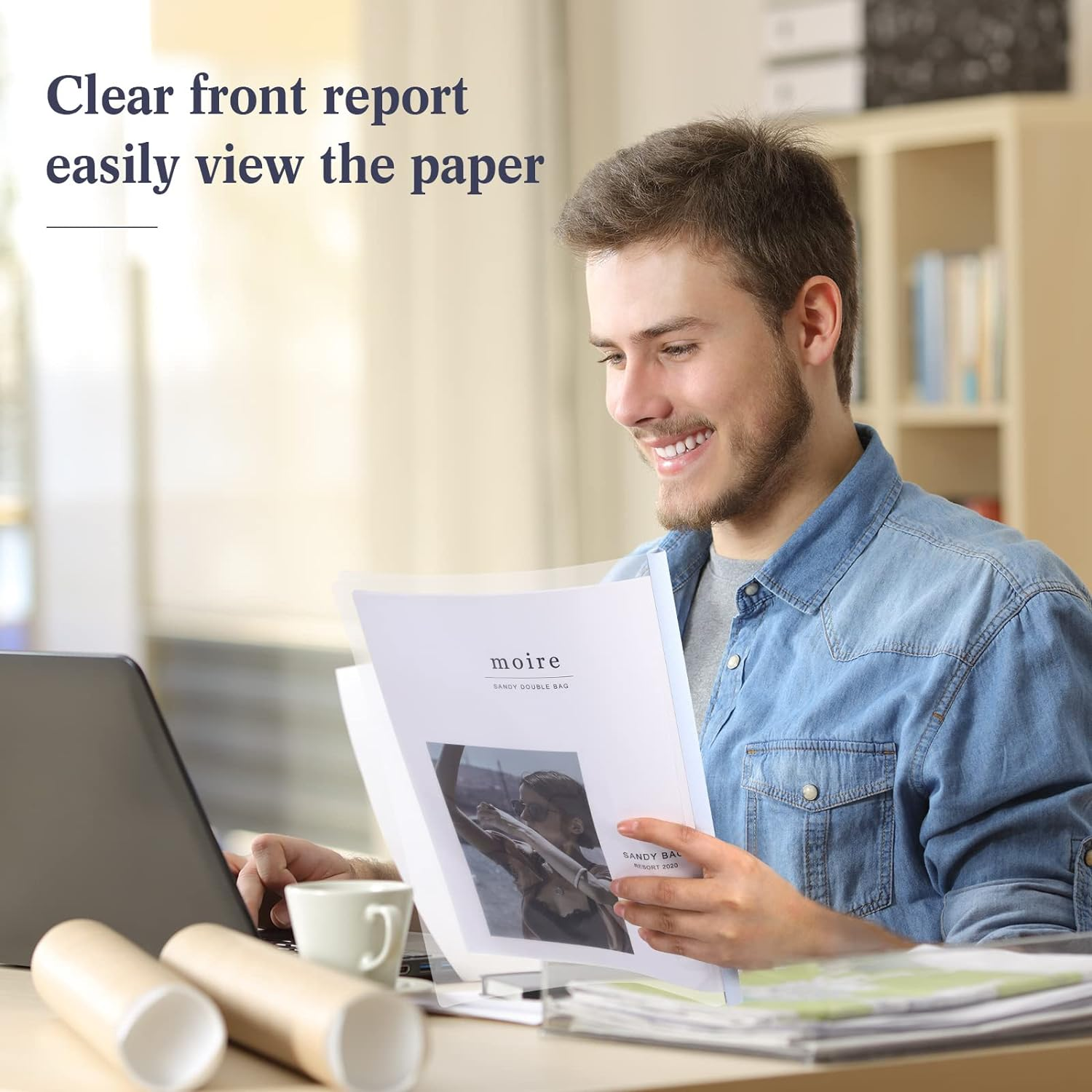 100 Pcs Clear Report Covers with Sliding Bar Clear Presentation Binder Transparent Resume Folder with 5 Colors Slider Bars Plastic Report Folder for File Report Paper Book Resume Letter School Office